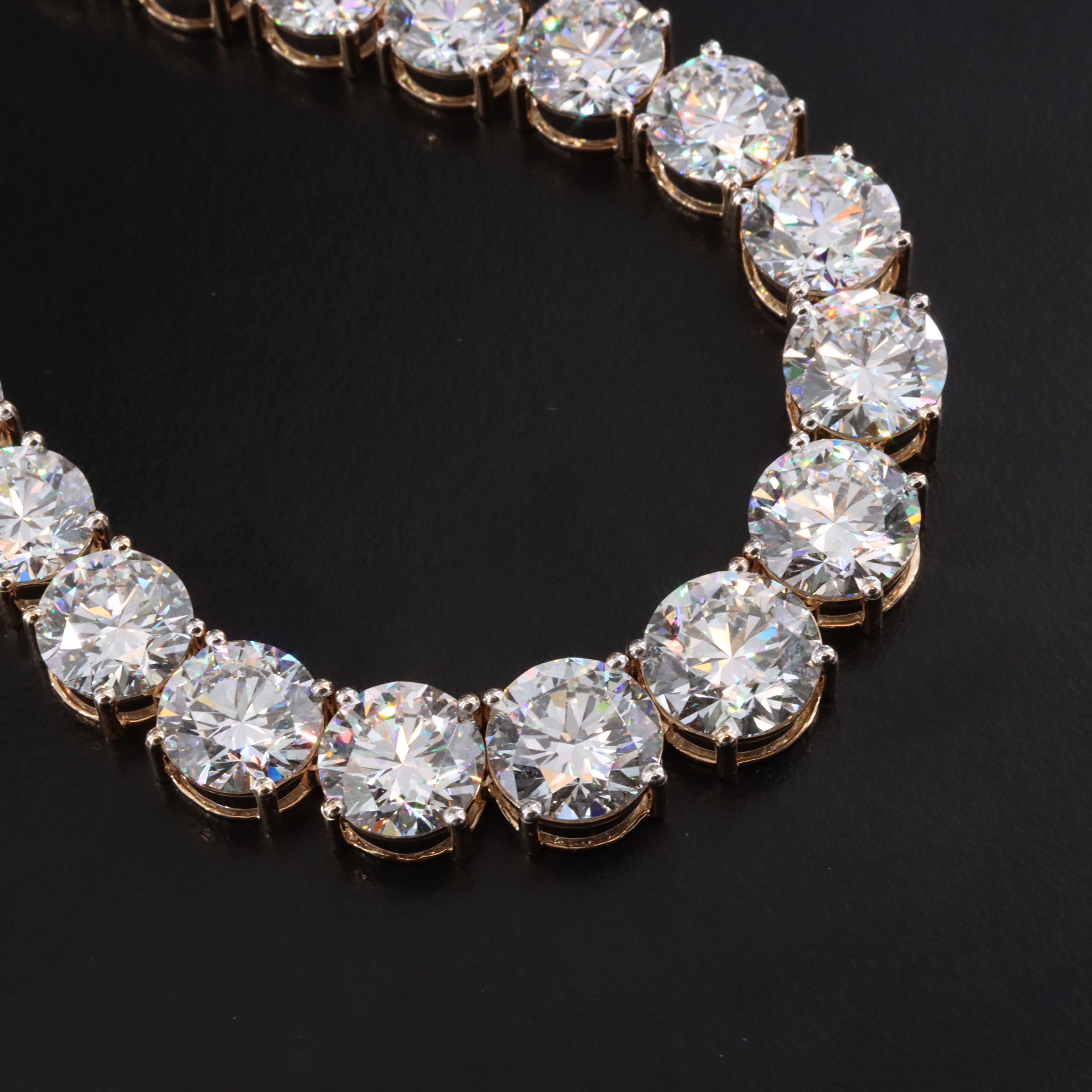 14K 108.25 CTW Lab Grown Diamond Riviéra Necklace w/ IGI Reports