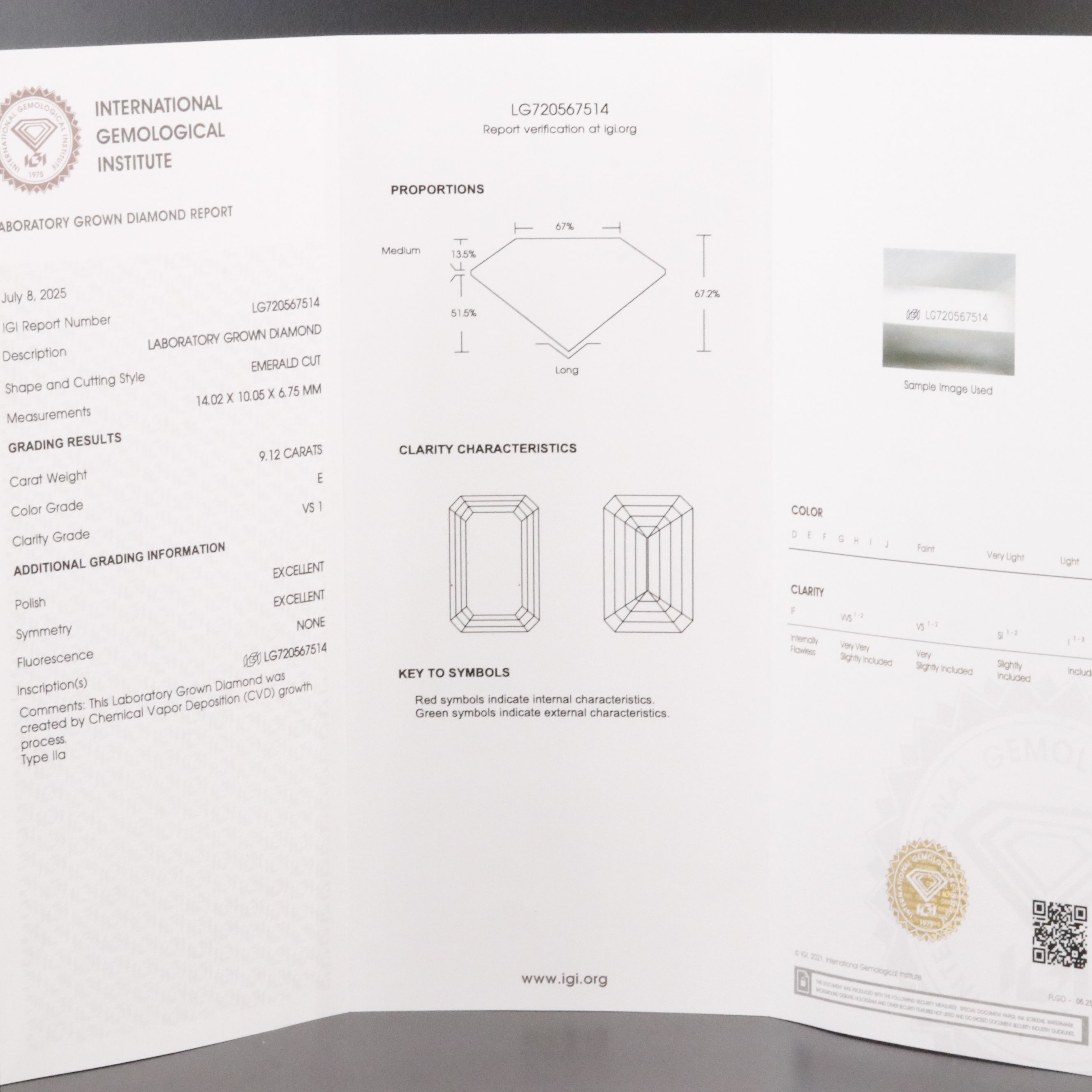 18K 10.77 CTW Lab Grown Diamond Ring with IGI Report