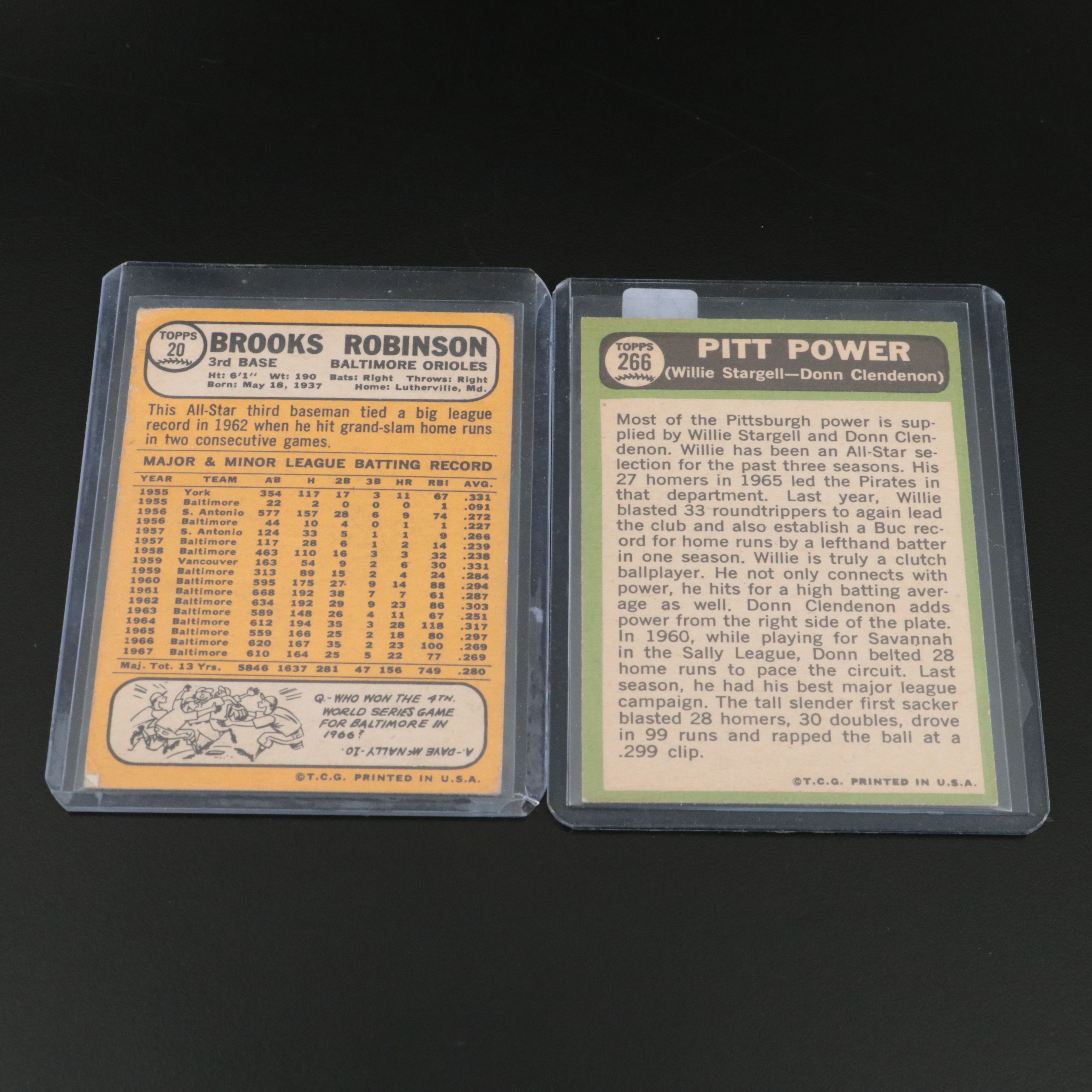 Topps Baseball Cards Featuring Brooks Robinson, Willie Stargell, and More