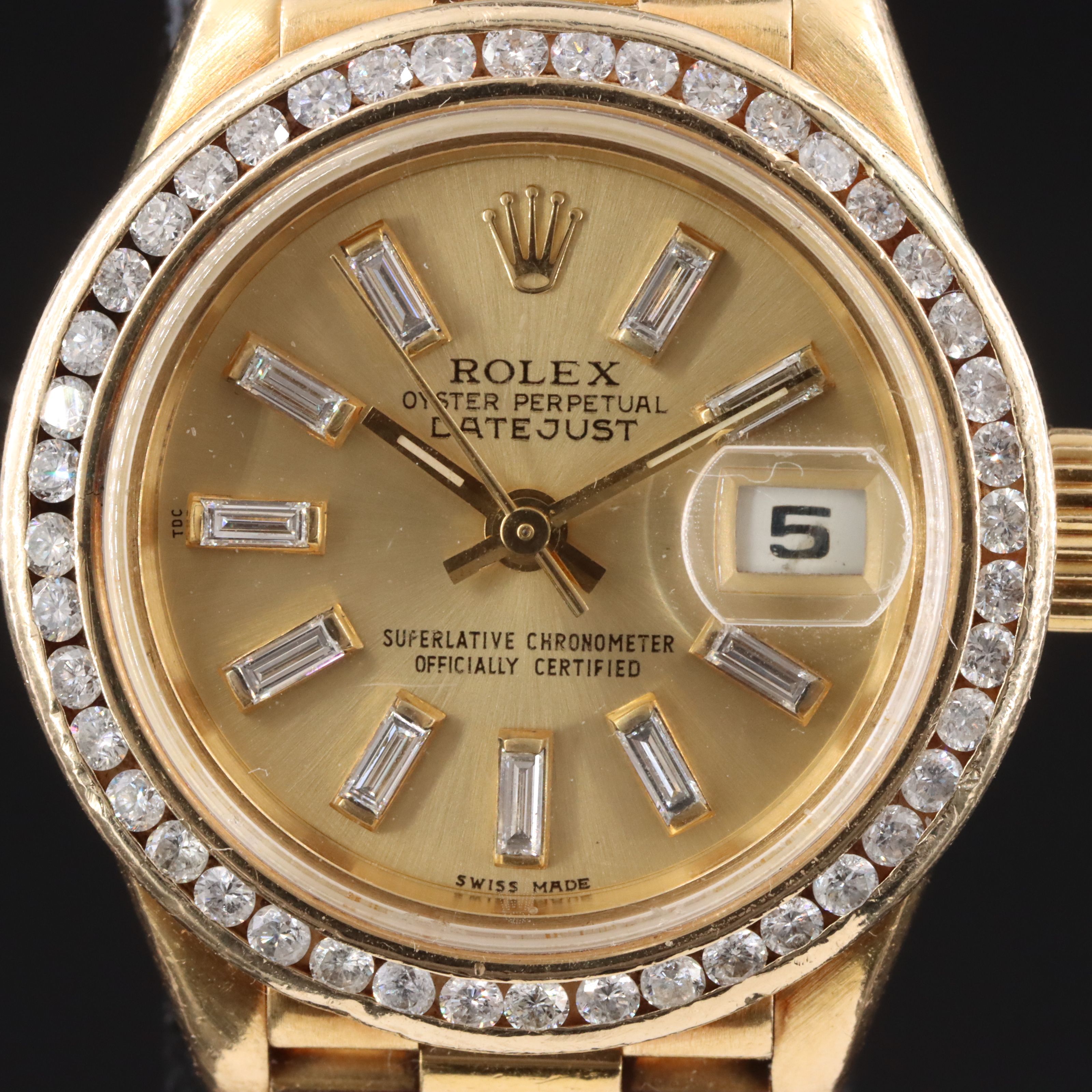 1999 Rolex Custom 1.02ctw. Diamond Dial & Bezel 18K Datejust Watch