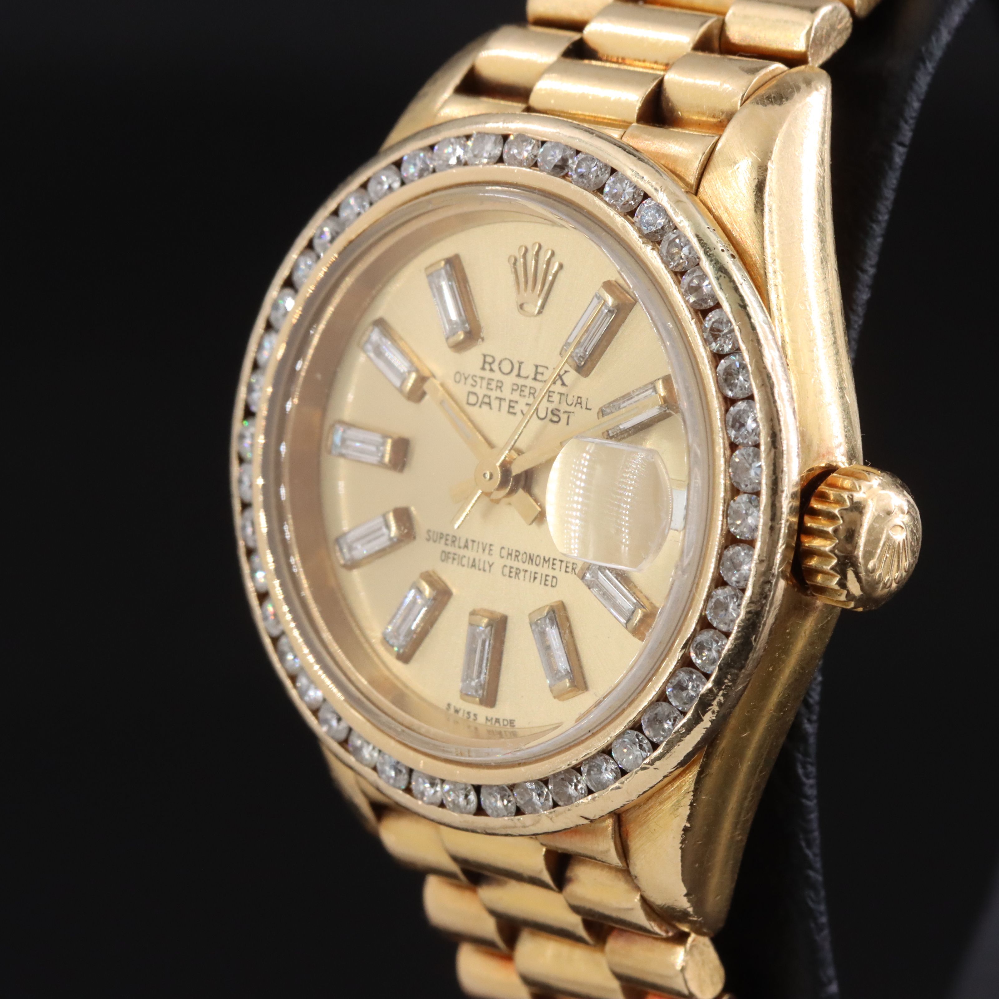 1999 Rolex Custom 1.02ctw. Diamond Dial & Bezel 18K Datejust Watch