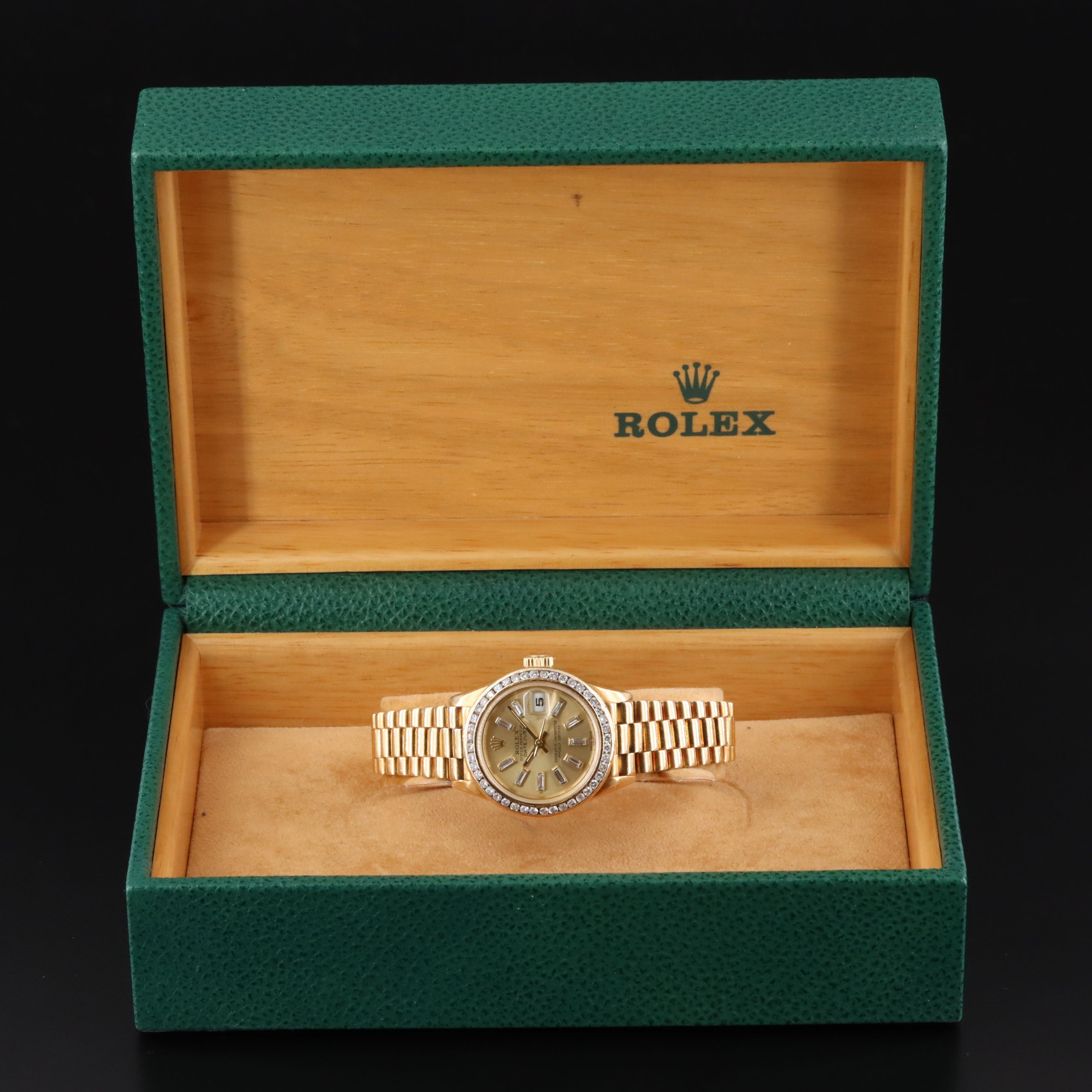 1999 Rolex Custom 1.02ctw. Diamond Dial & Bezel 18K Datejust Watch