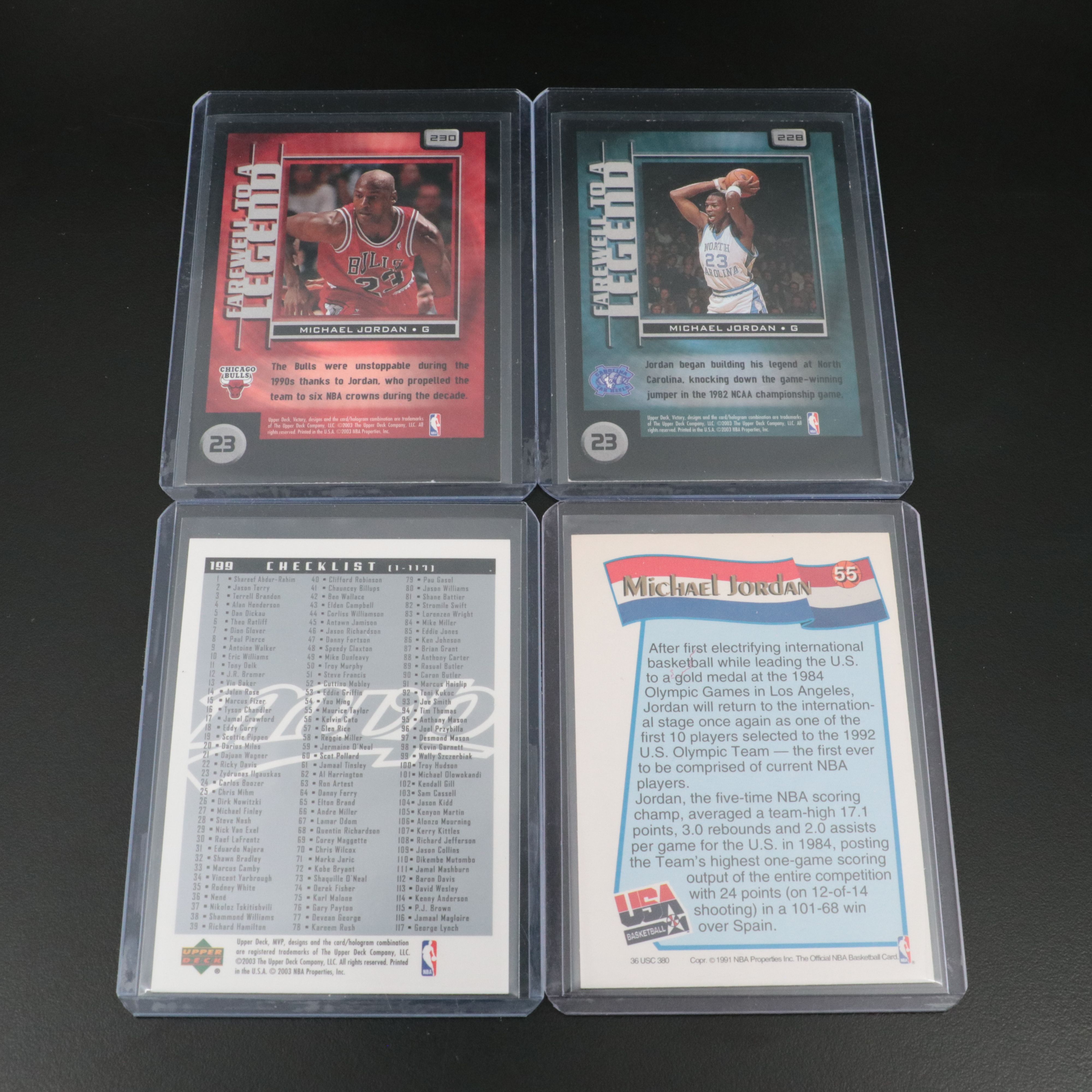 Twenty-One Basketball Cards of Michael Jordan, Kobe Bryant, and LeBron James