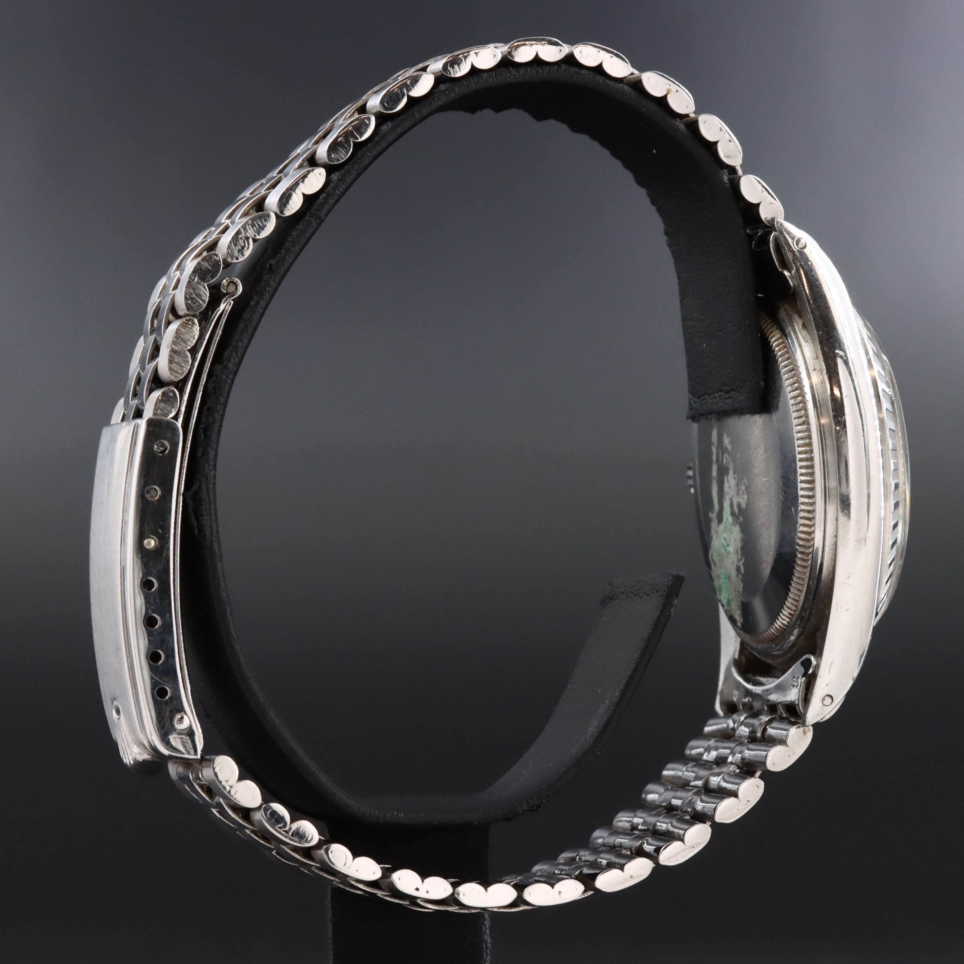 1961 Rolex Oyster Perpetual Engine Turned Bezel Stainless Steel Datejust Watch