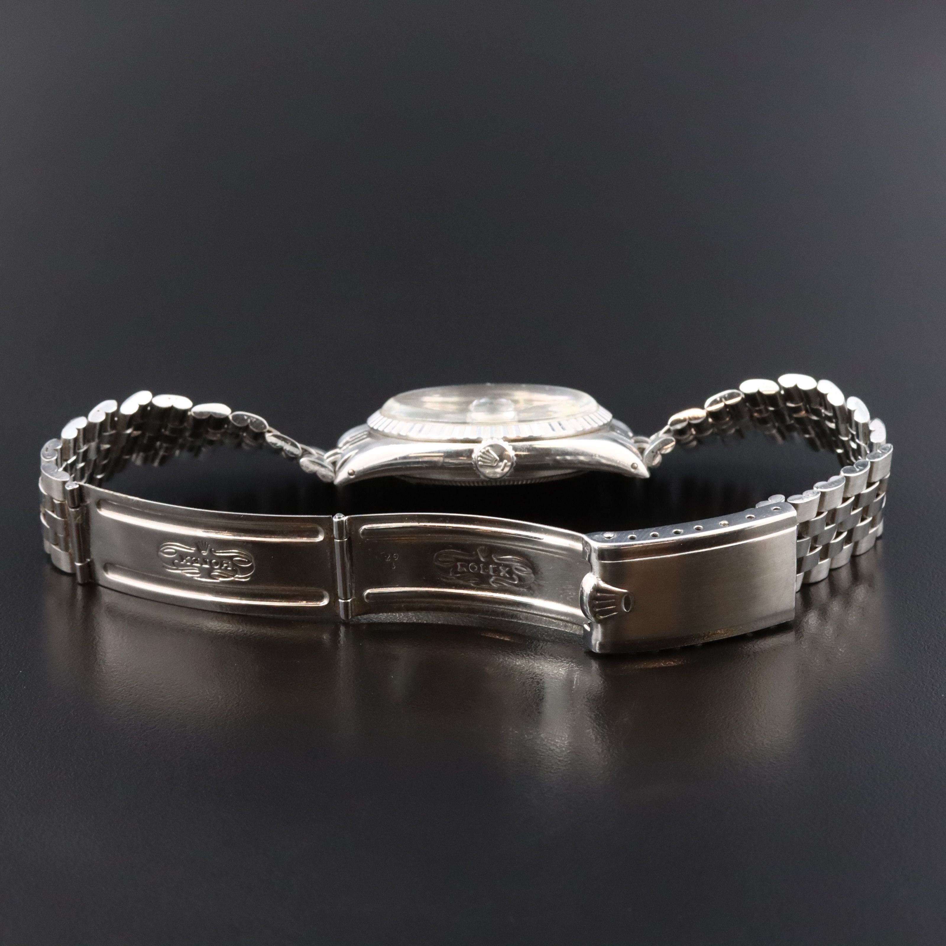 1961 Rolex Oyster Perpetual Engine Turned Bezel Stainless Steel Datejust Watch