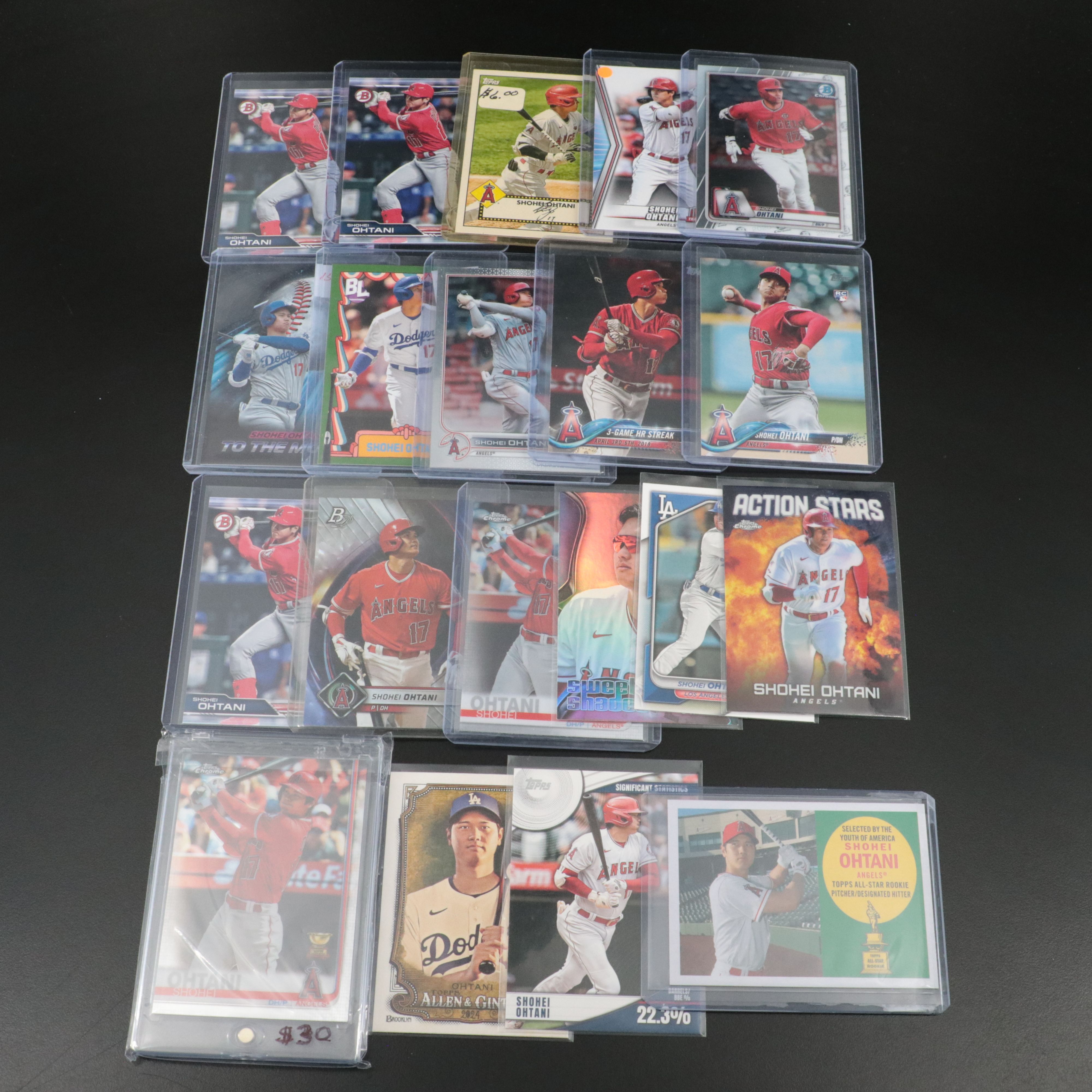 Twenty Shohei Ohtani Baseball Cards