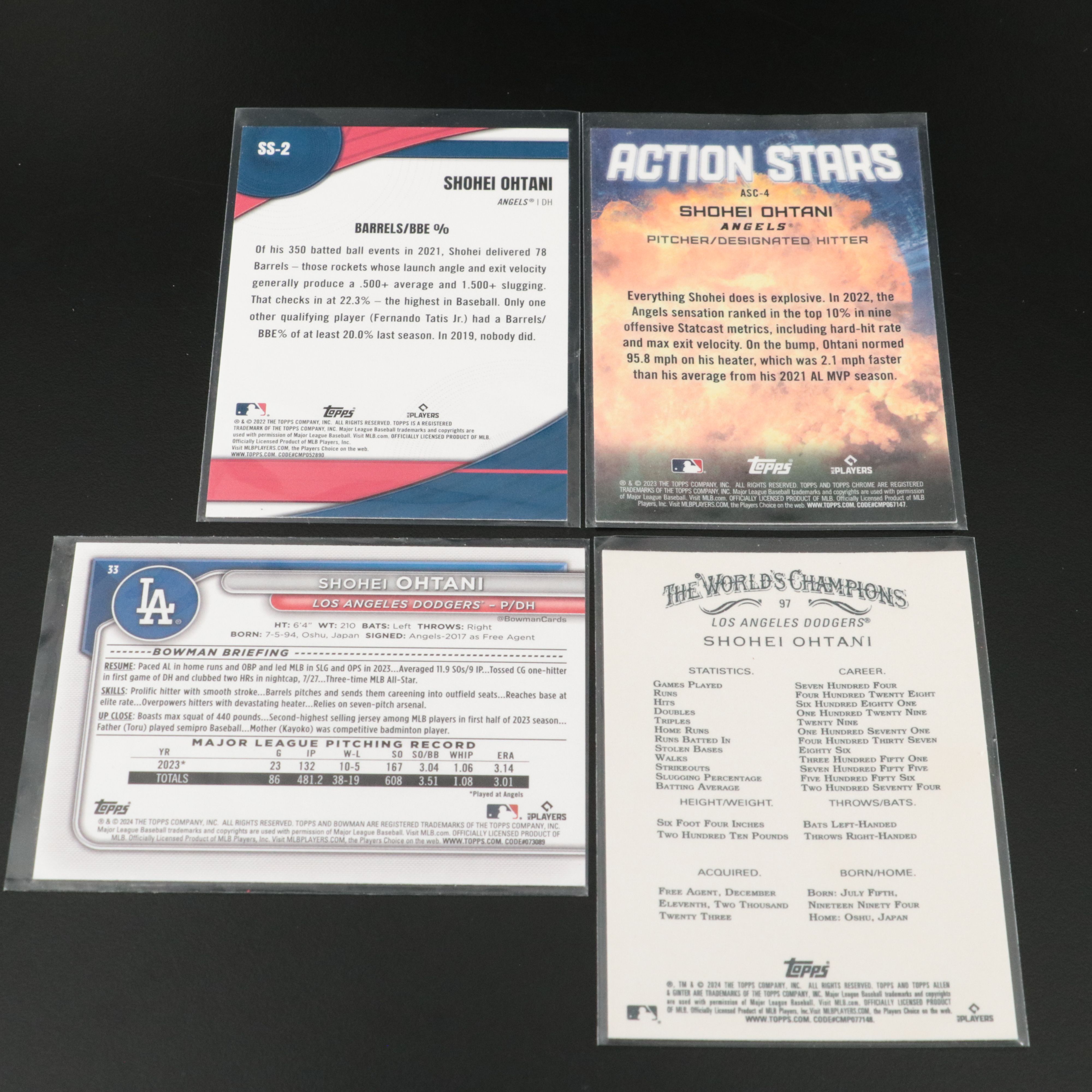 Twenty Shohei Ohtani Baseball Cards