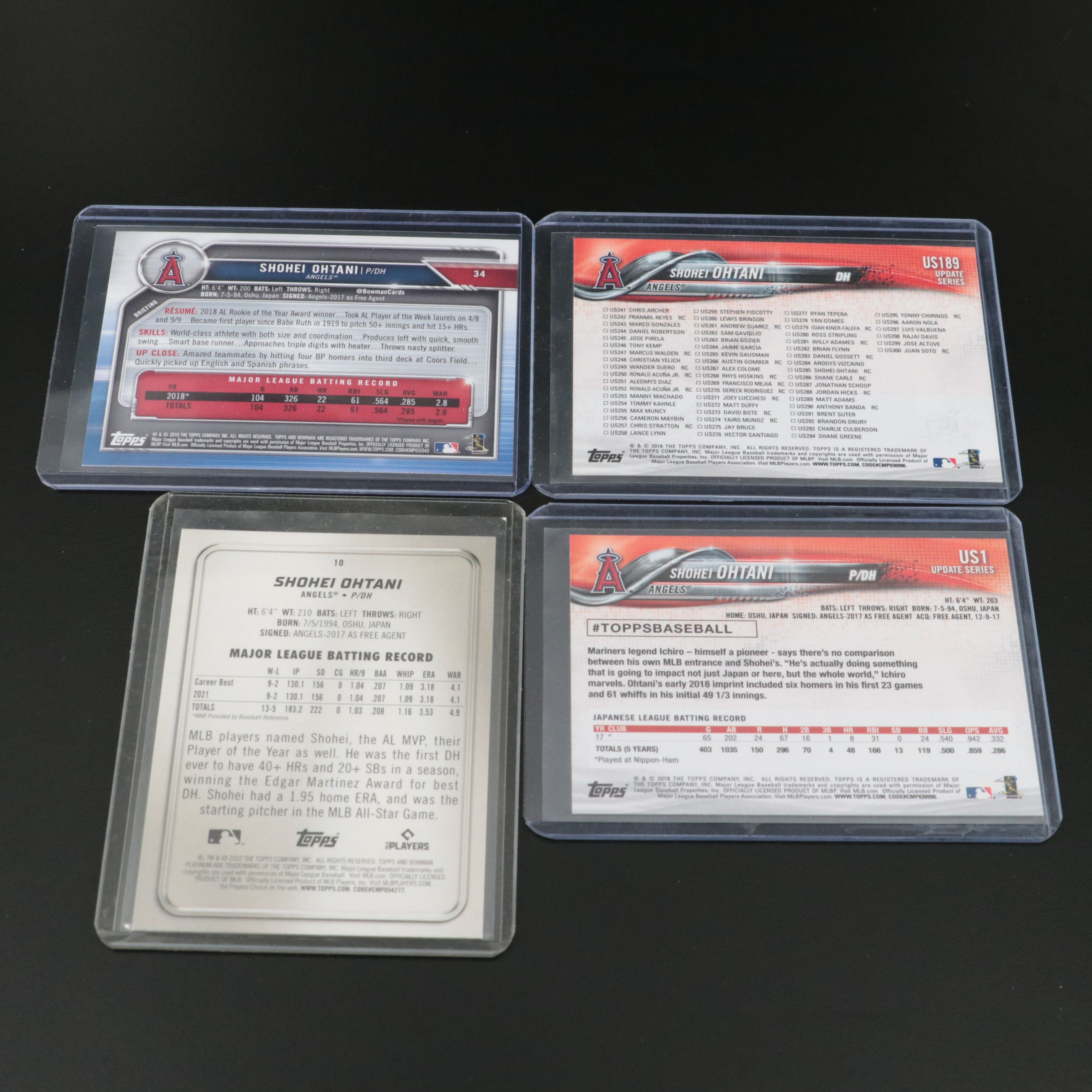 Twenty Shohei Ohtani Baseball Cards