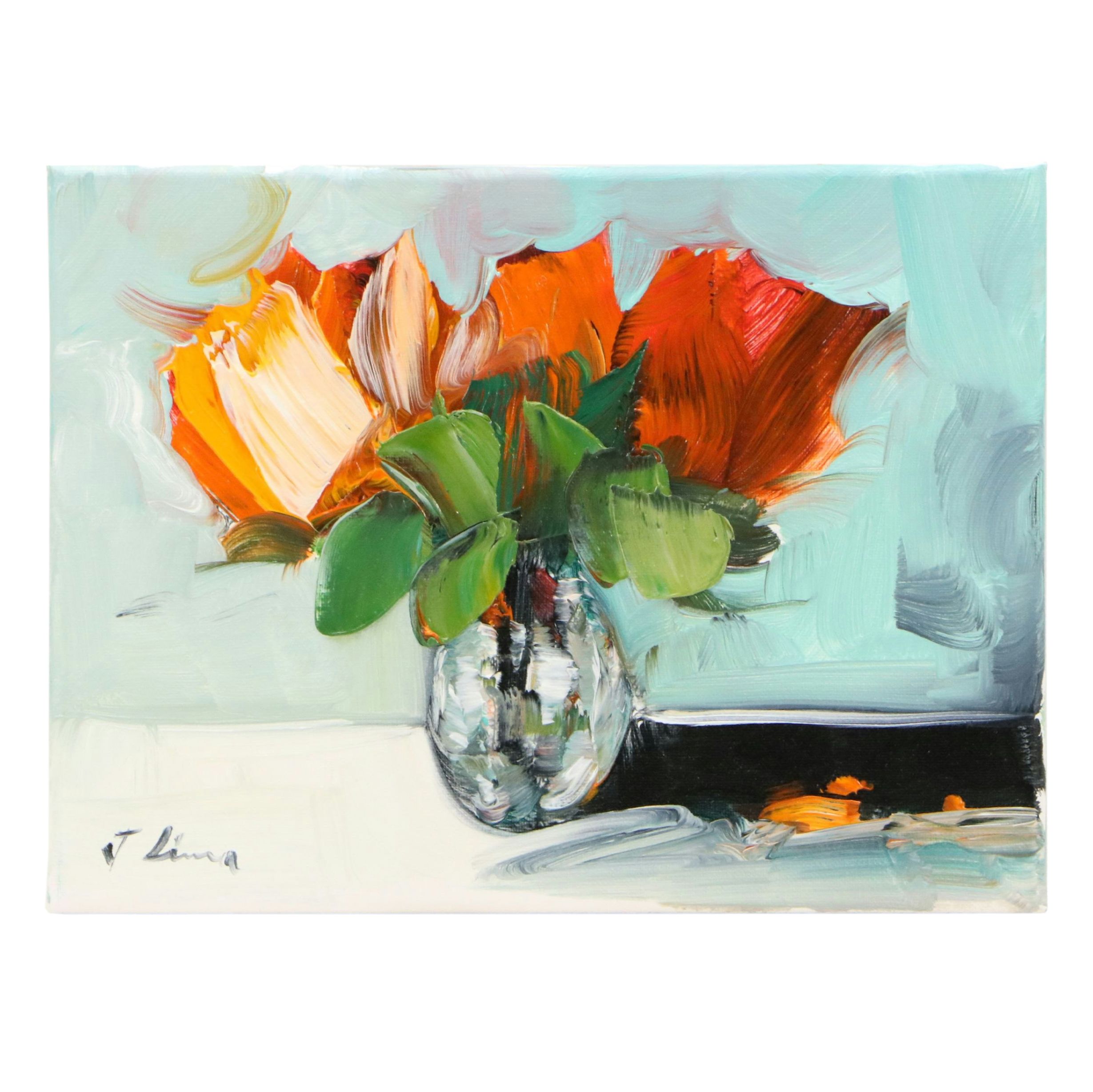 José M. Lima Floral Still Life Oil Painting, 2026