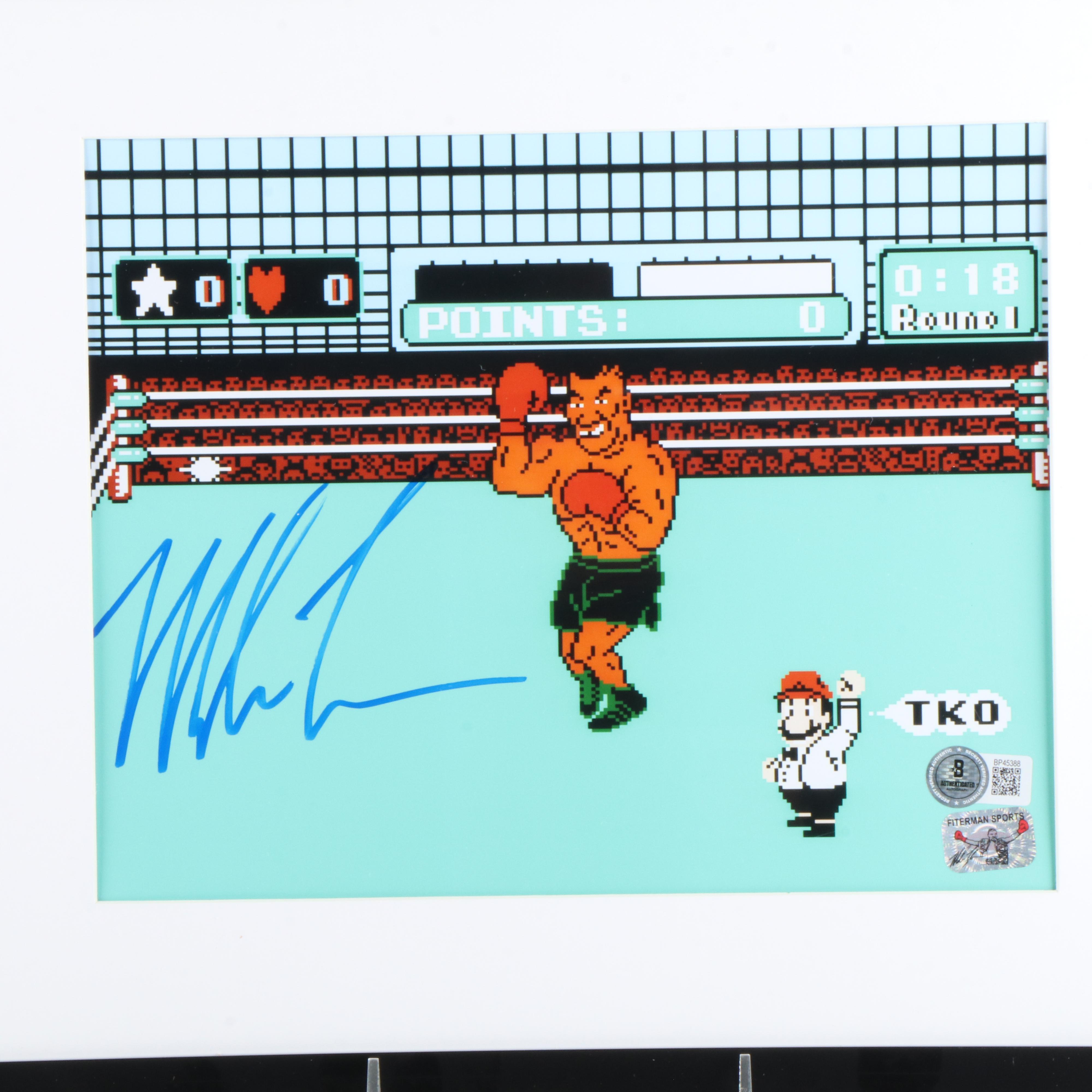 Mike Tyson Signed "Punch-Out" Boxing Print in Matted Frame, Beckett