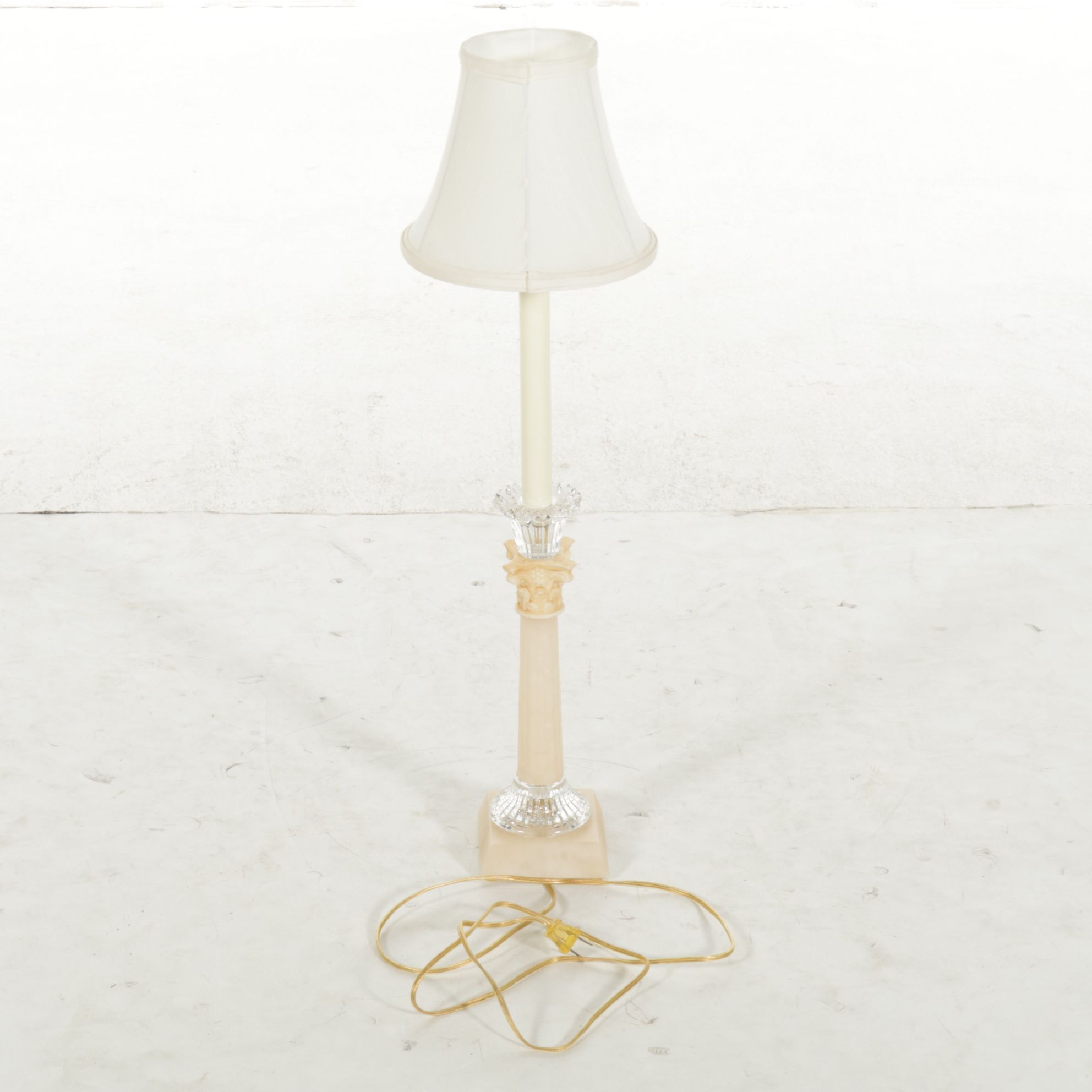 Neoclassical Candlestick Table Lamp with Clip-on Shade
