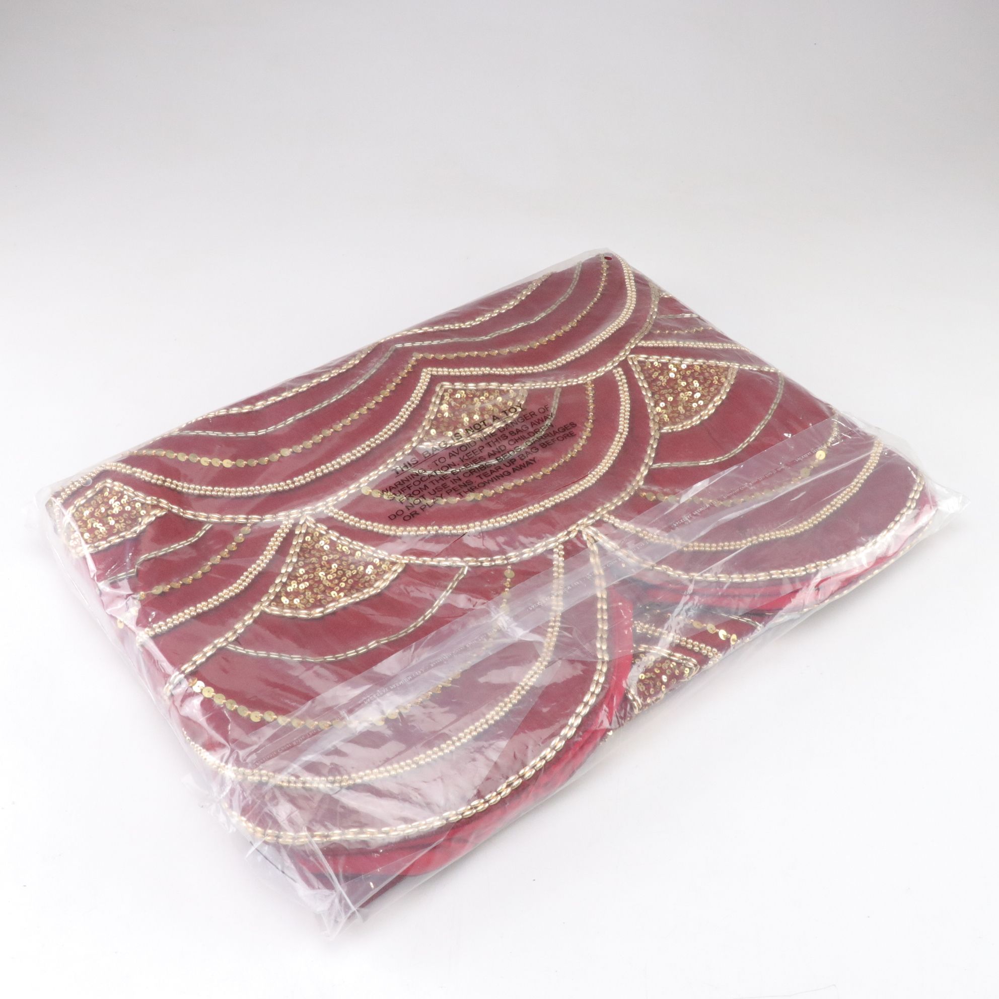 Red and Silver Pair of Sequin Tree Skirts with Embellished Glitter Ornaments