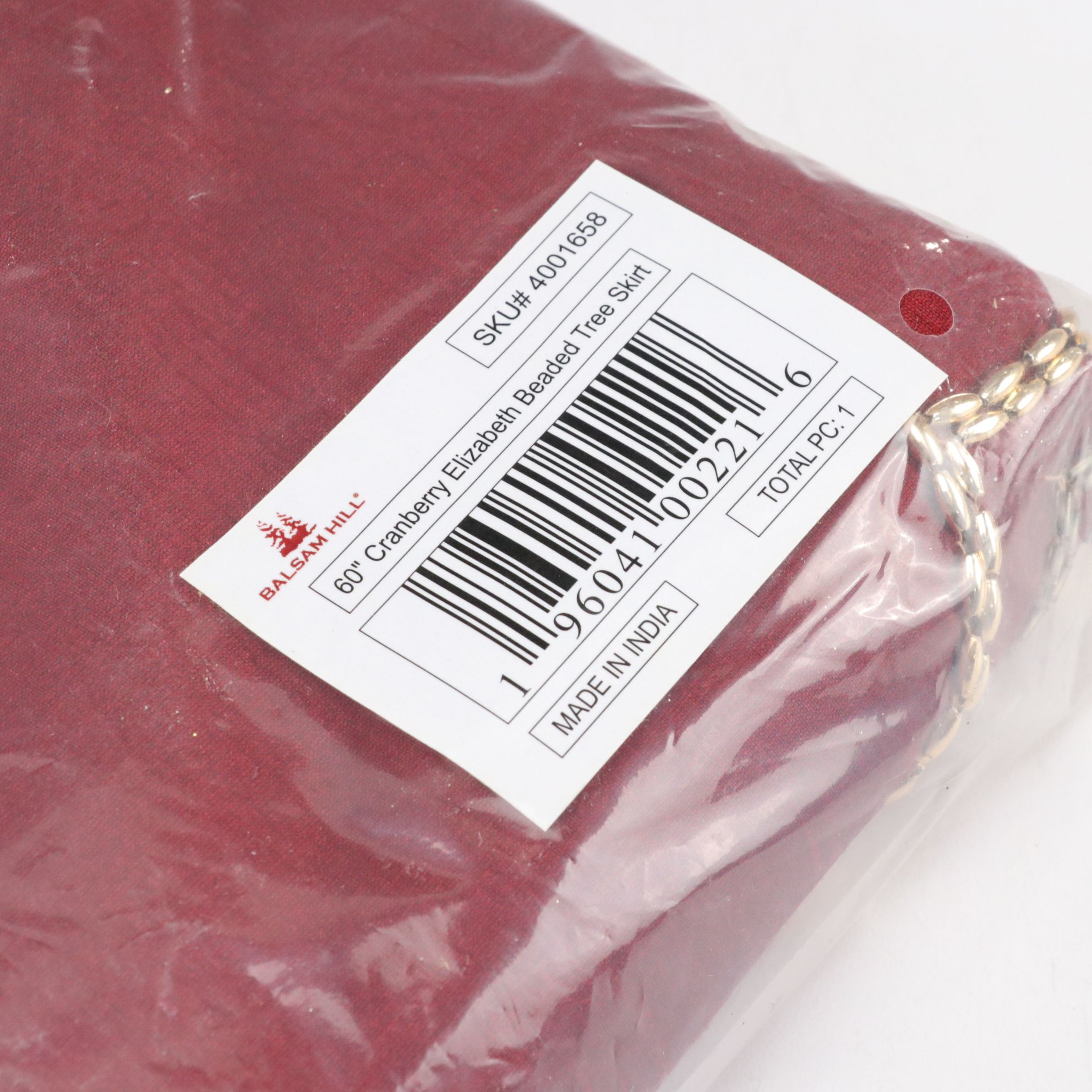 Red and Silver Pair of Sequin Tree Skirts with Embellished Glitter Ornaments