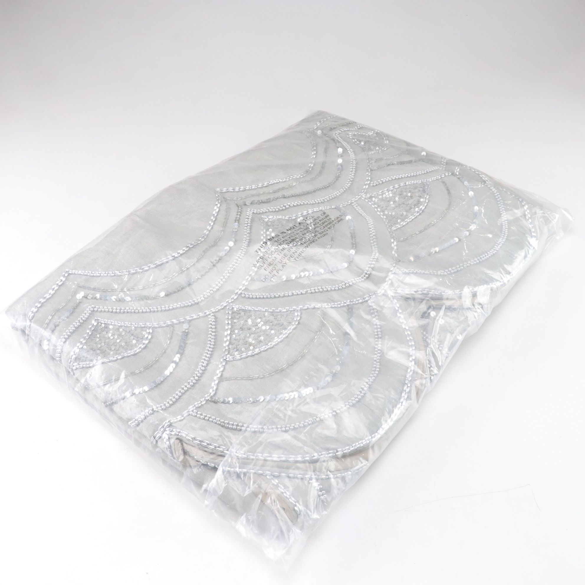 Red and Silver Pair of Sequin Tree Skirts with Embellished Glitter Ornaments