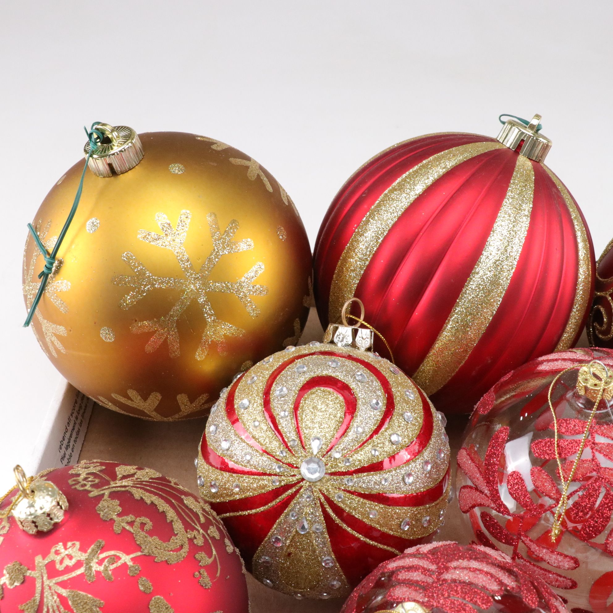 Red and Silver Pair of Sequin Tree Skirts with Embellished Glitter Ornaments