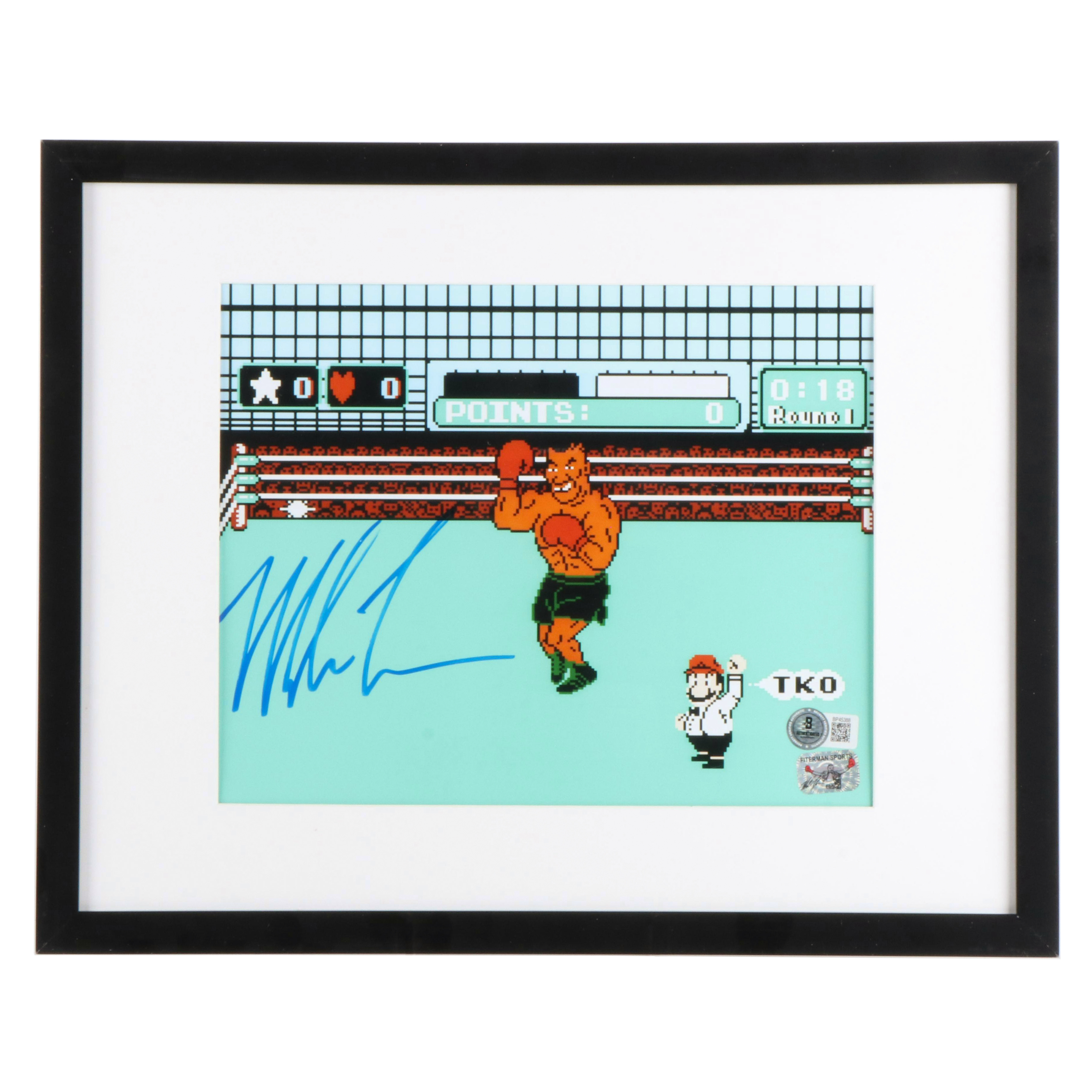 Mike Tyson Signed "Punch-Out" Boxing Print in Matted Frame, Beckett