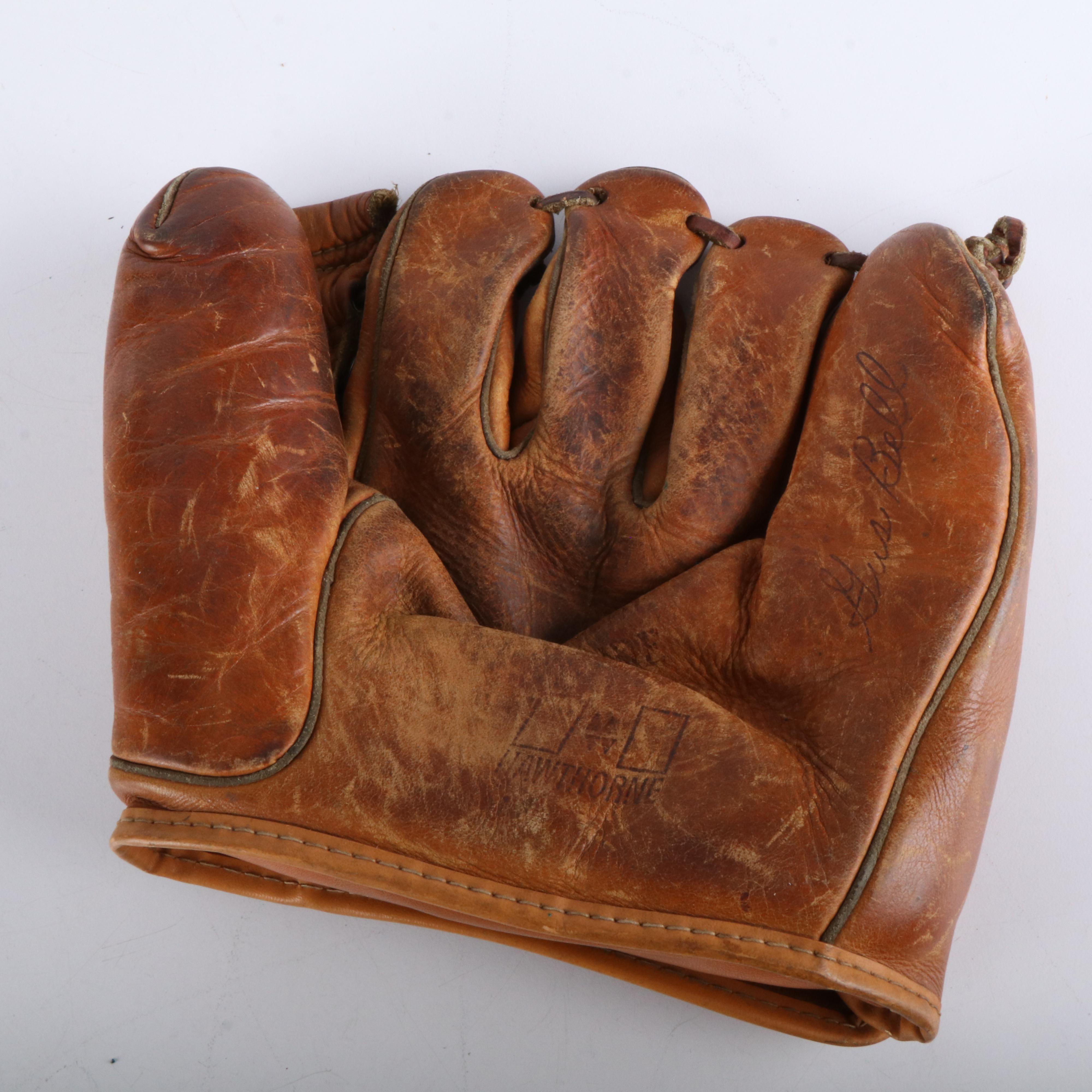 Two Vintage Leather Baseball Gloves, Joe Medwick and Gus Bell Models, 1940s-50s