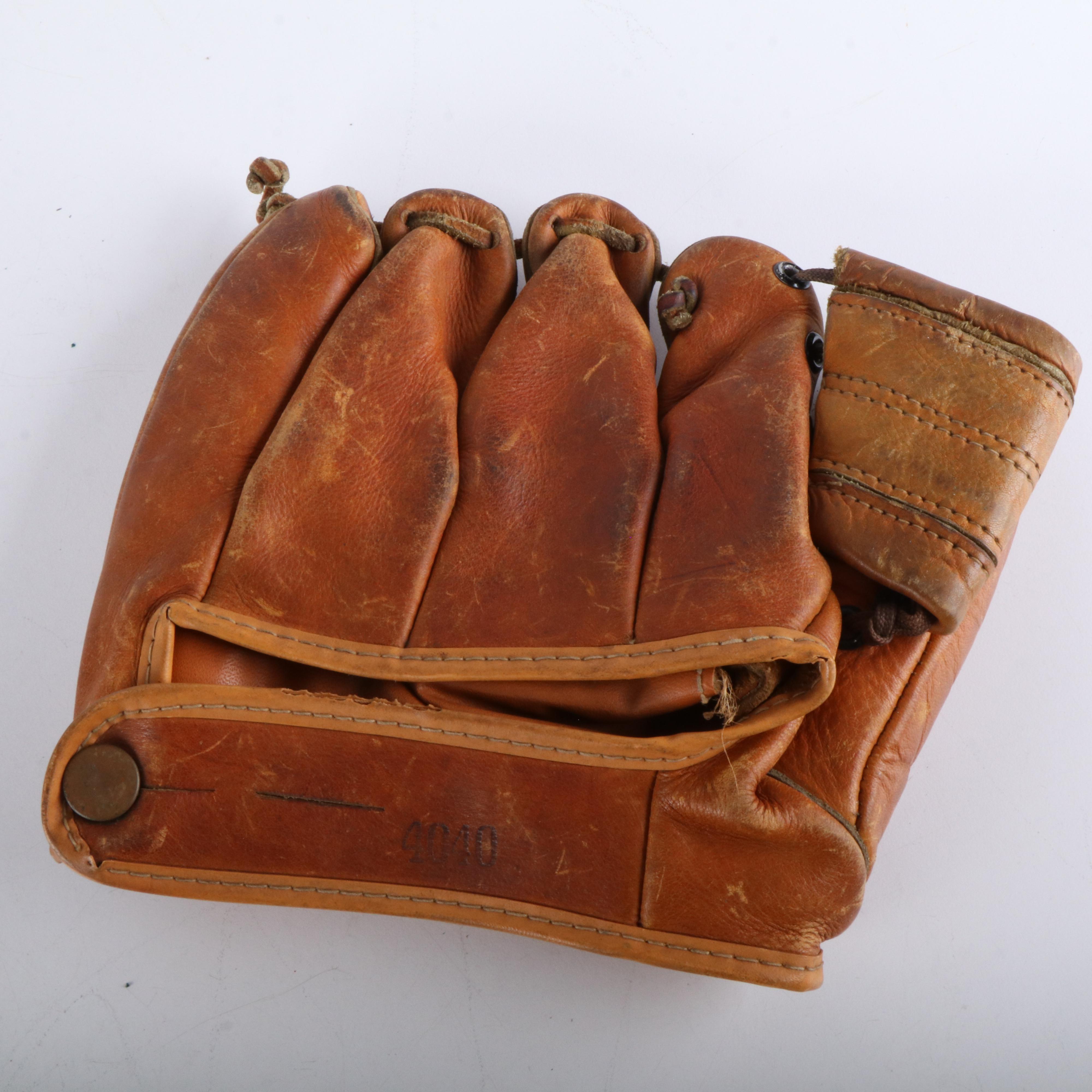 Two Vintage Leather Baseball Gloves, Joe Medwick and Gus Bell Models, 1940s-50s