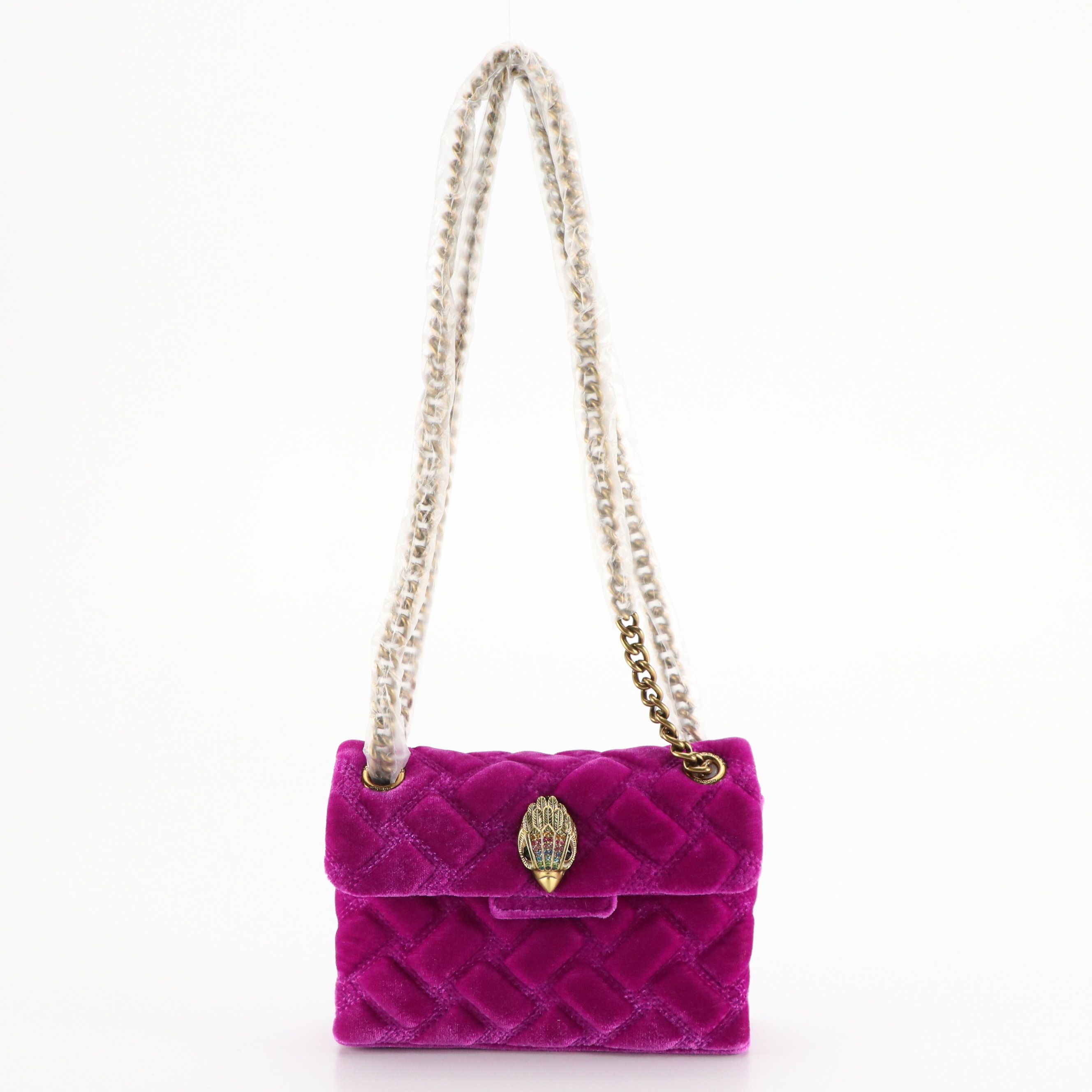 Kurt Geiger Mini Kensington Bag in Quilted Triple-Stitched Velvet