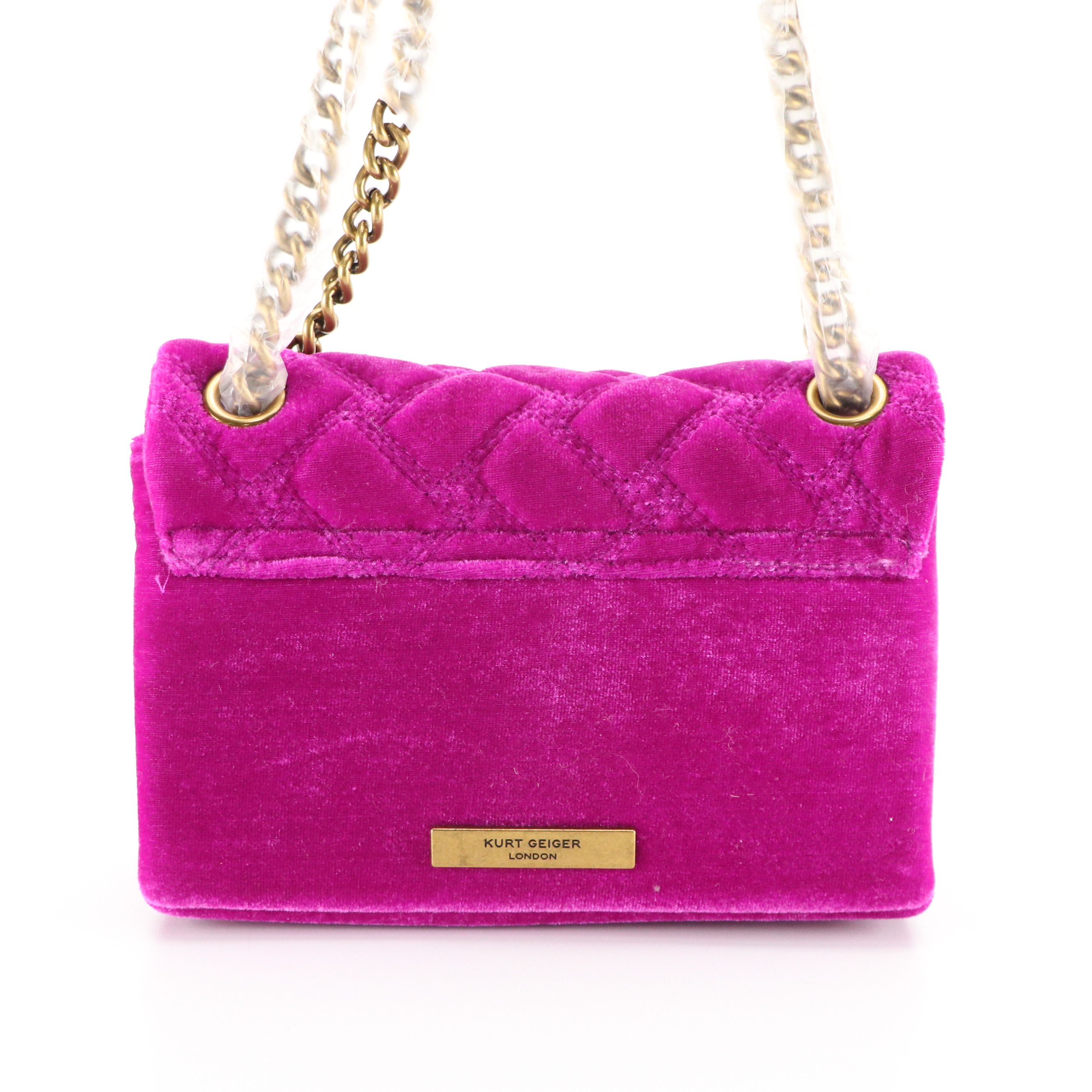 Kurt Geiger Mini Kensington Bag in Quilted Triple-Stitched Velvet