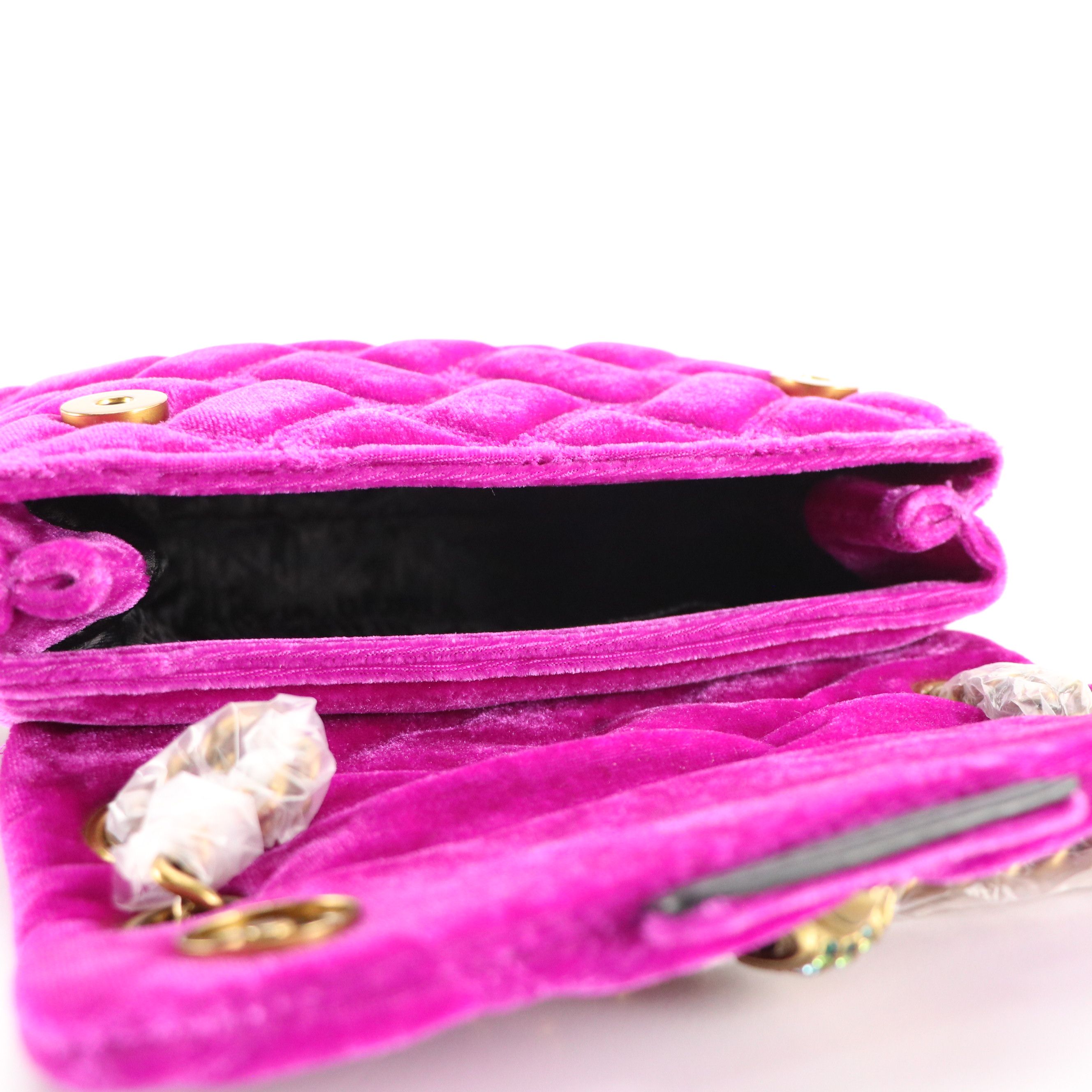 Kurt Geiger Mini Kensington Bag in Quilted Triple-Stitched Velvet