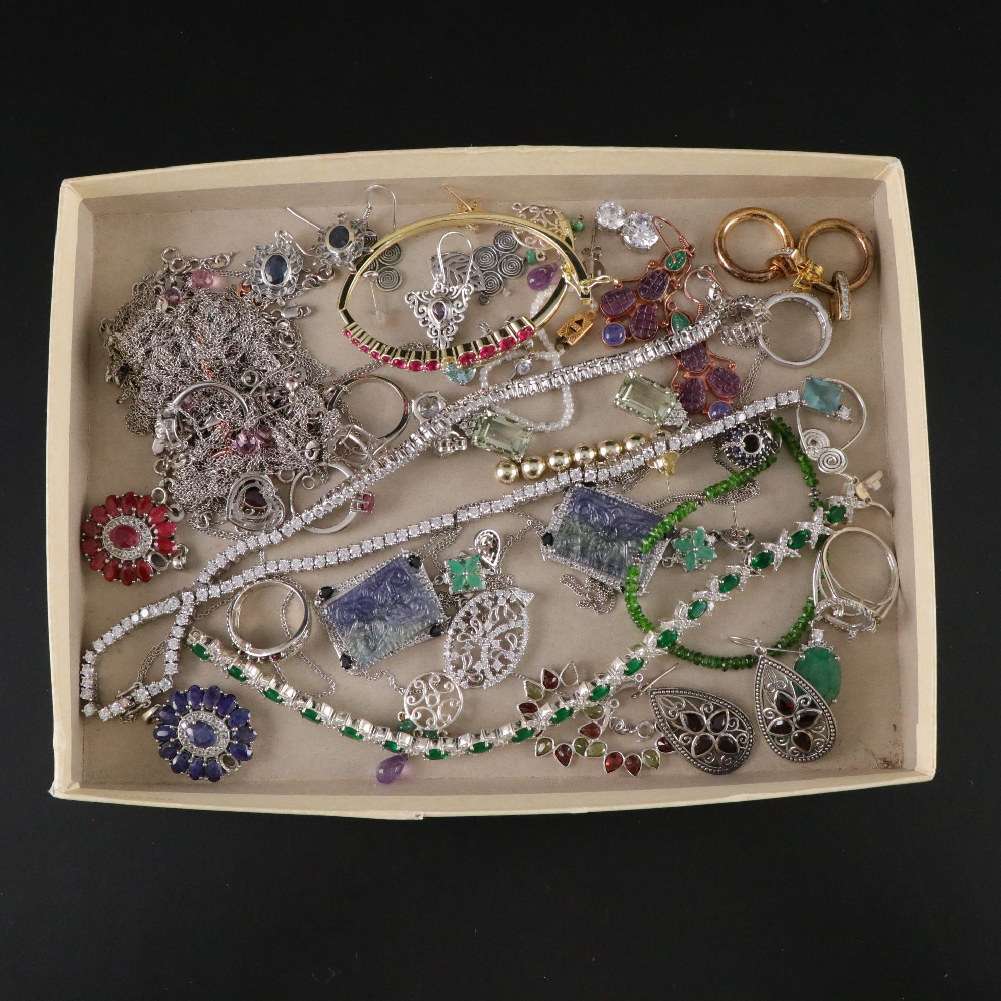 Assortment of Sterling Silver Broken and Tangled Jewelry for Repair