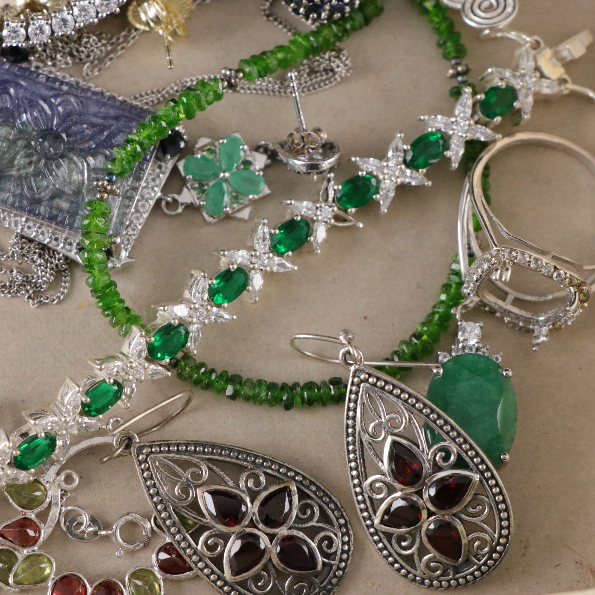 Assortment of Sterling Silver Broken and Tangled Jewelry for Repair