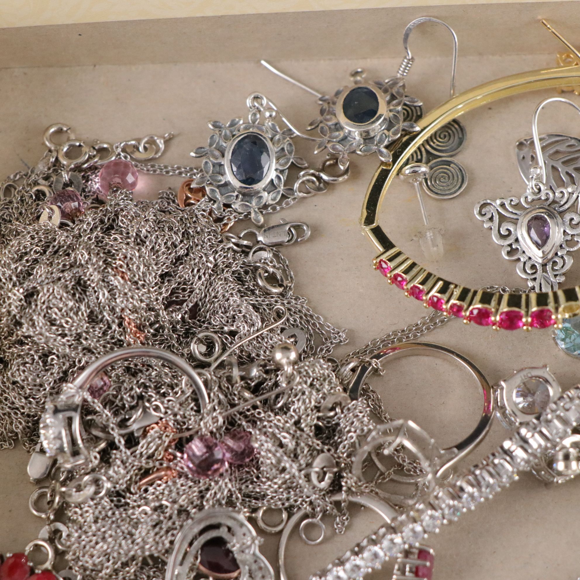 Assortment of Sterling Silver Broken and Tangled Jewelry for Repair