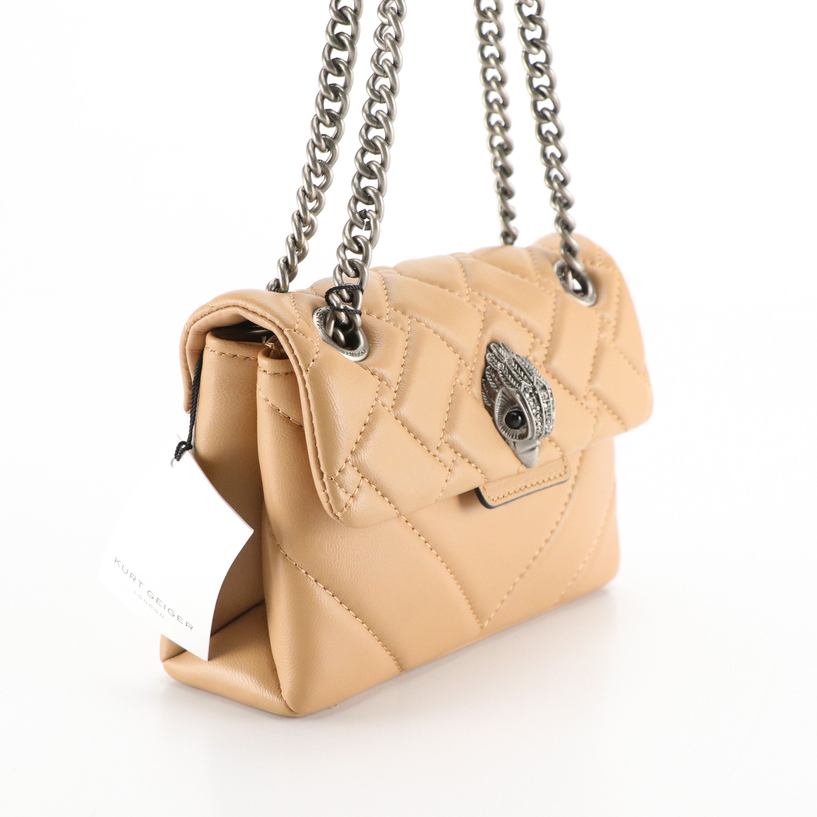 Kurt Geiger Mini Kensington Bag in Quilted Camel Tan 1 AM Leather