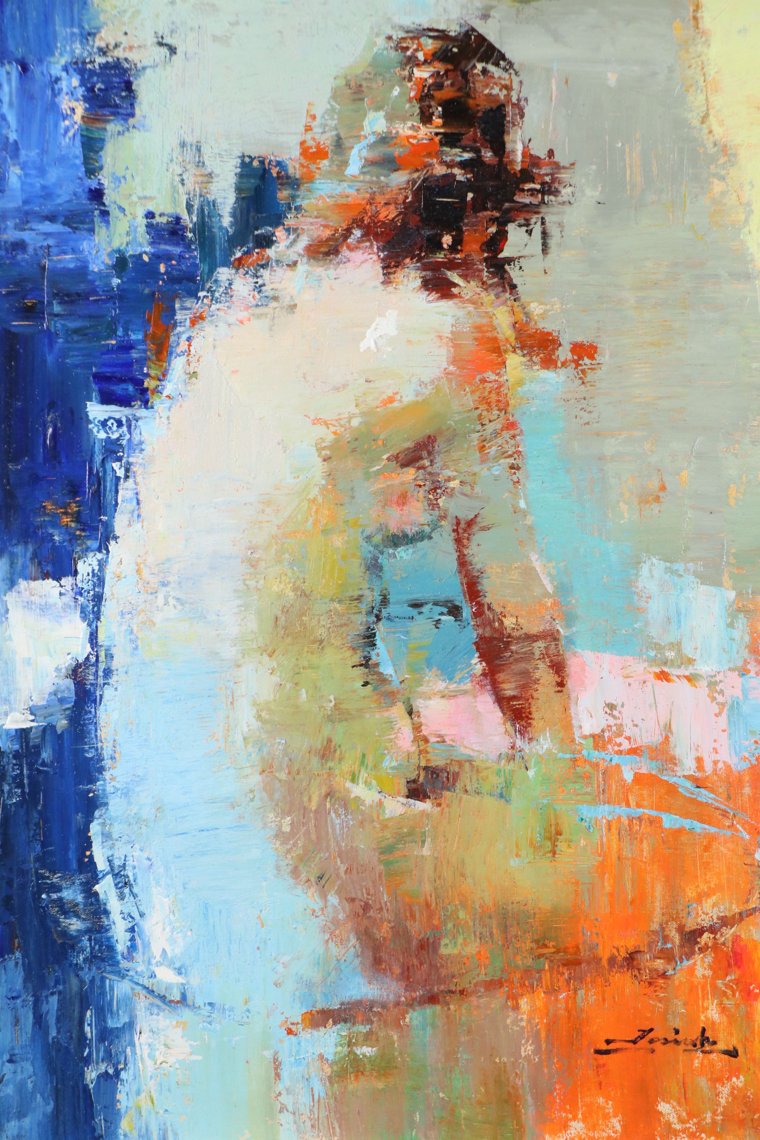 Figural Oil Painting of Impressionistic Nude, 21st Century