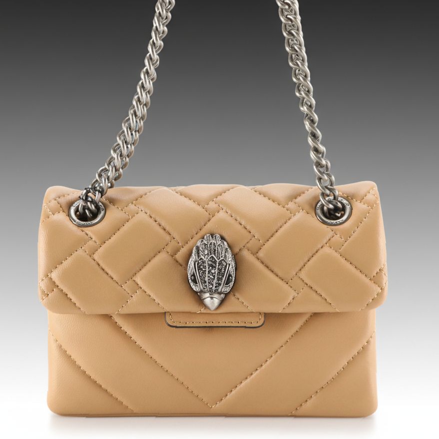 Kurt Geiger Mini Kensington Bag in Quilted Camel Tan 1 AM Leather
