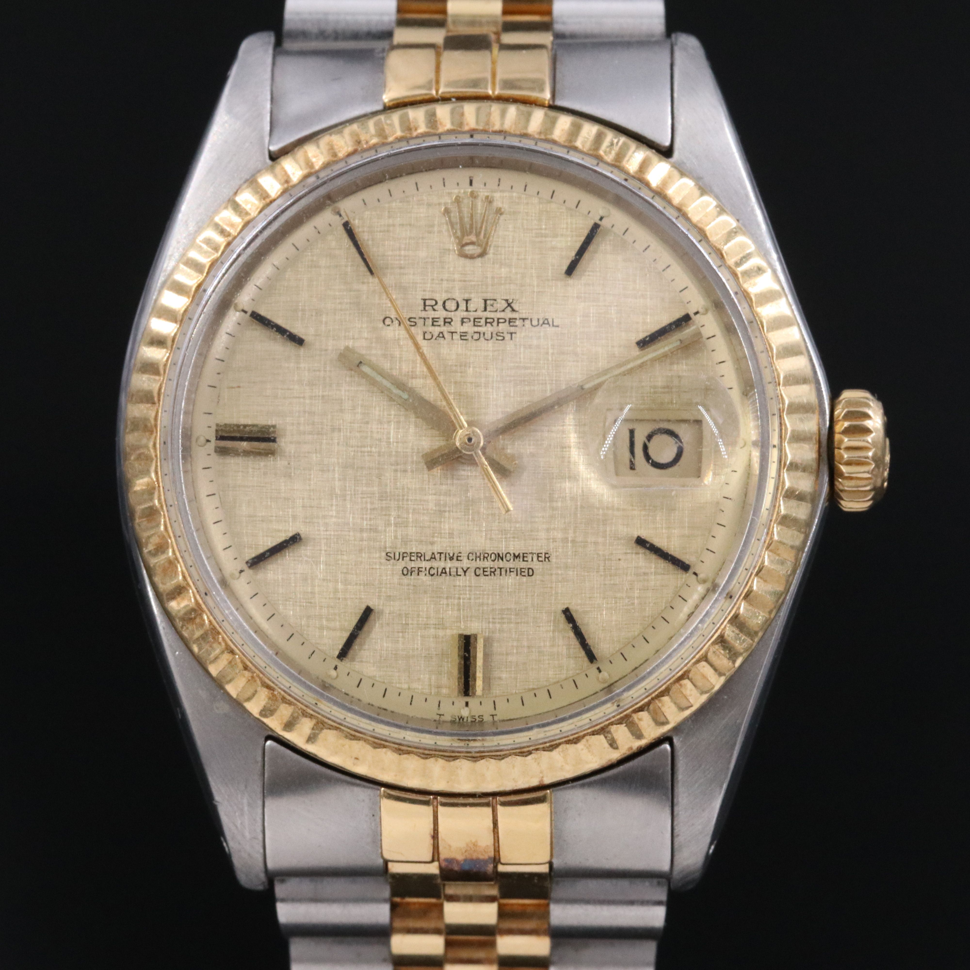 1971 Rolex Linen Dial Custom Band Datejust Watch
