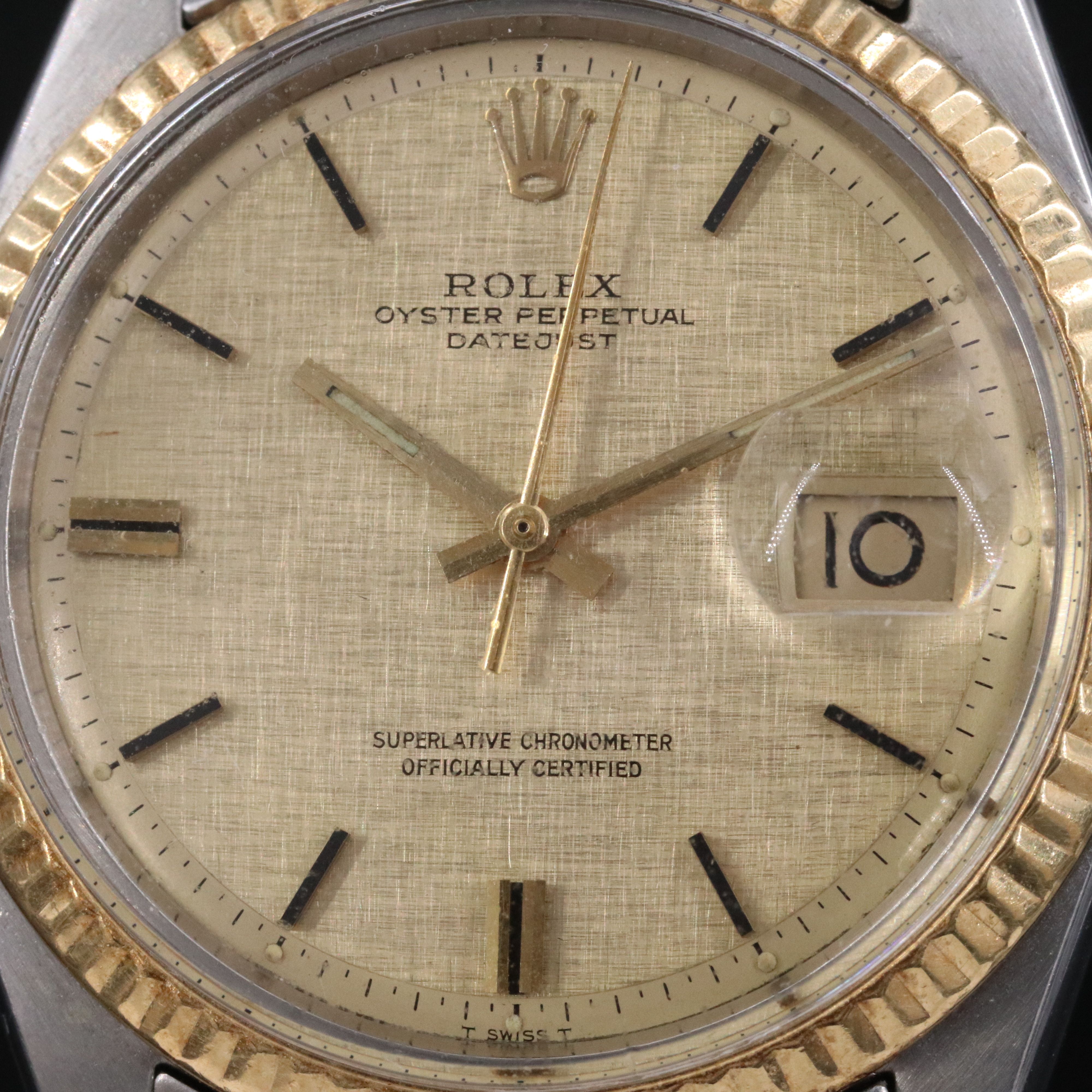 1971 Rolex Linen Dial Custom Band Datejust Watch