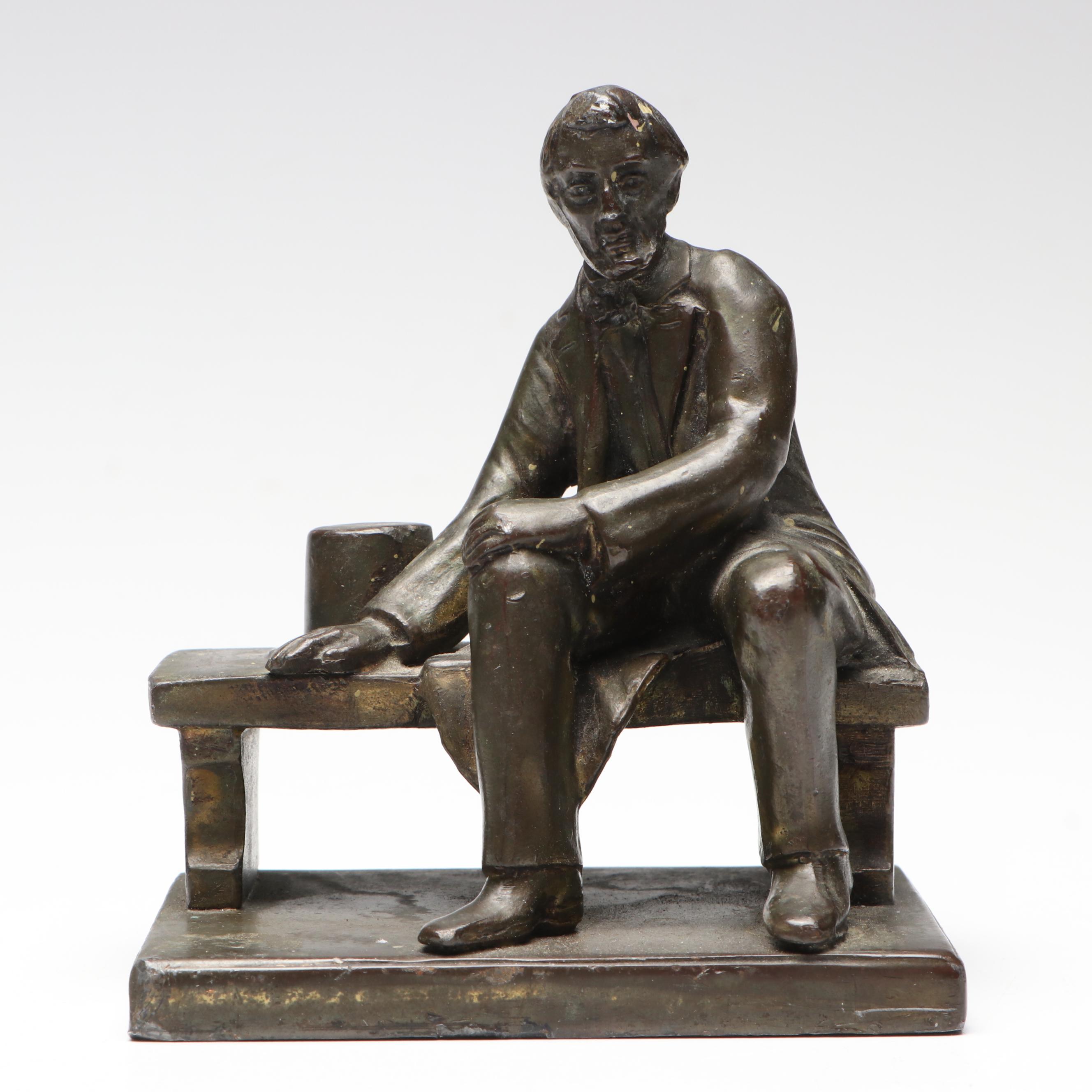 Bronzed Spelter Abraham Lincoln Figurine After Gutzon Borglum