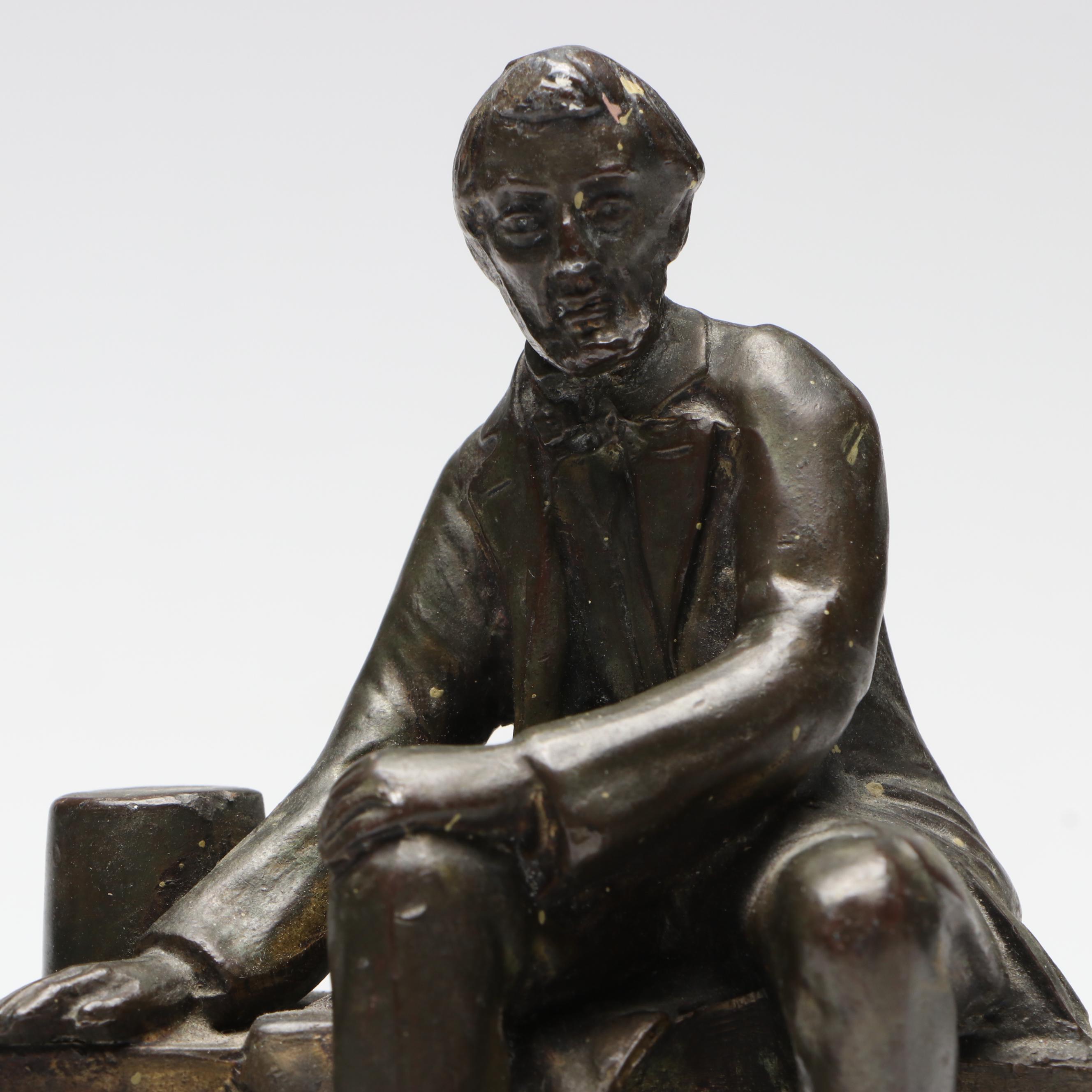 Bronzed Spelter Abraham Lincoln Figurine After Gutzon Borglum