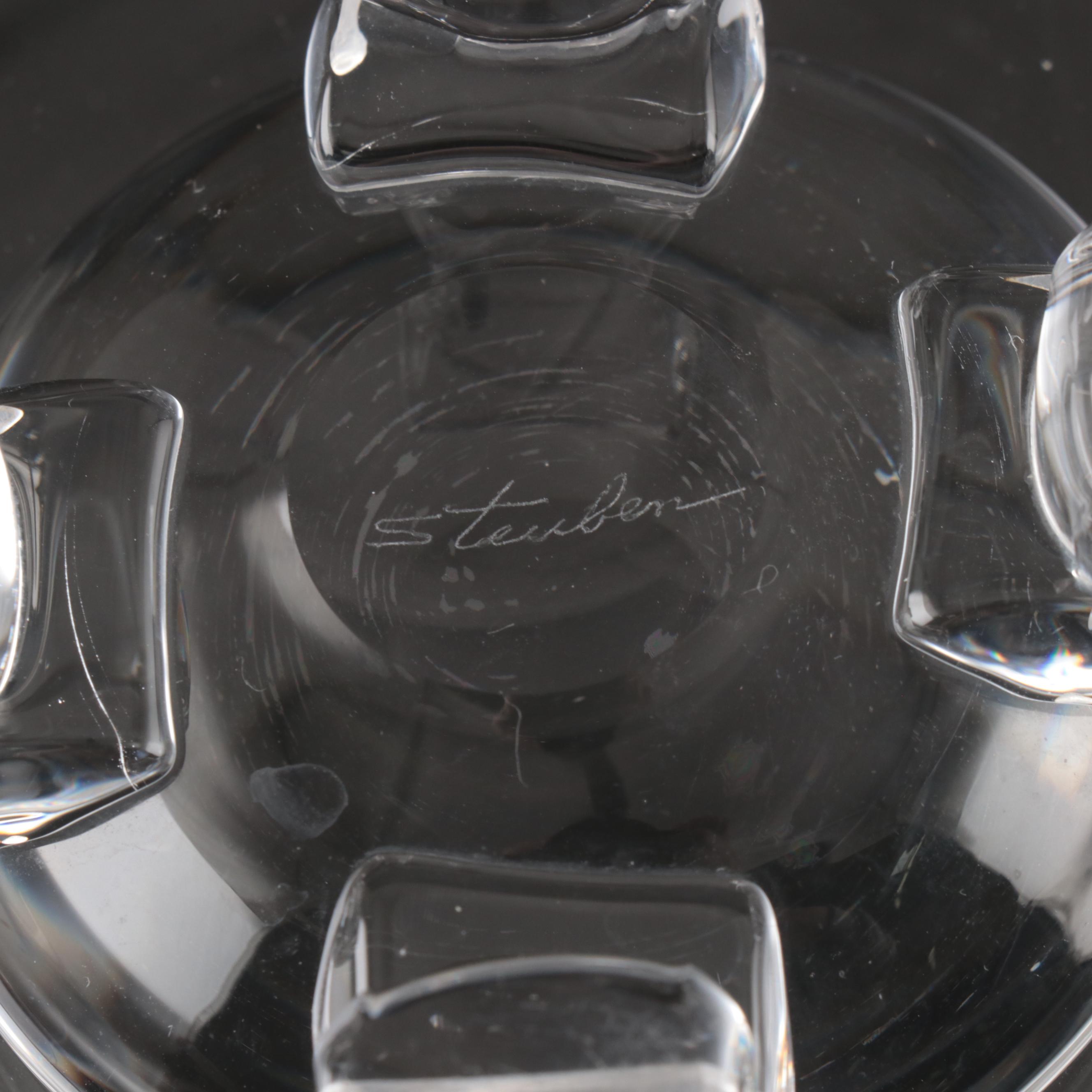 John Dreves for Steuben Footed Art Glass Bowl, Mid to Late 20th Century