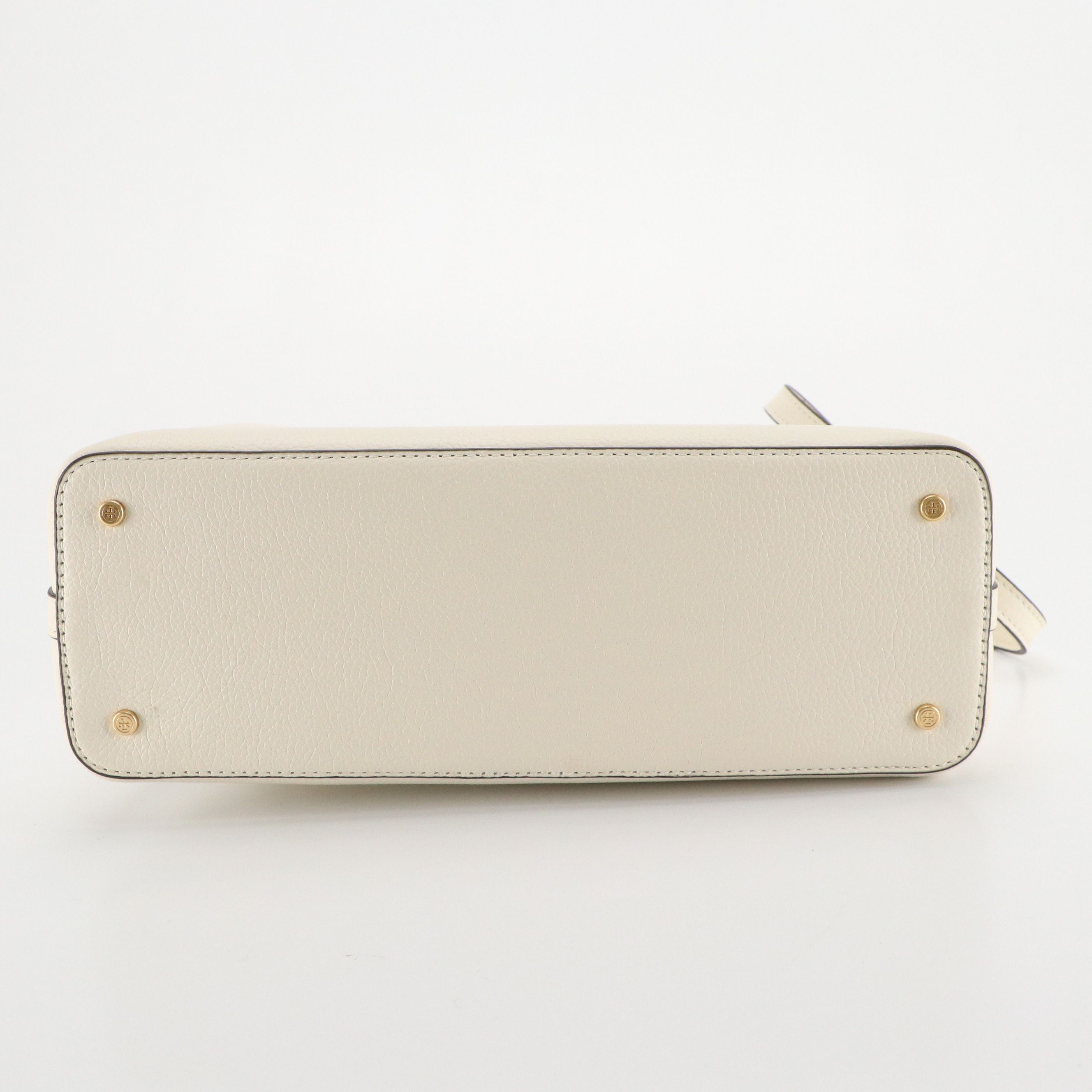 Tory Burch Small Britten Two-Way Satchel in Ivory Grained Leather, With Tag