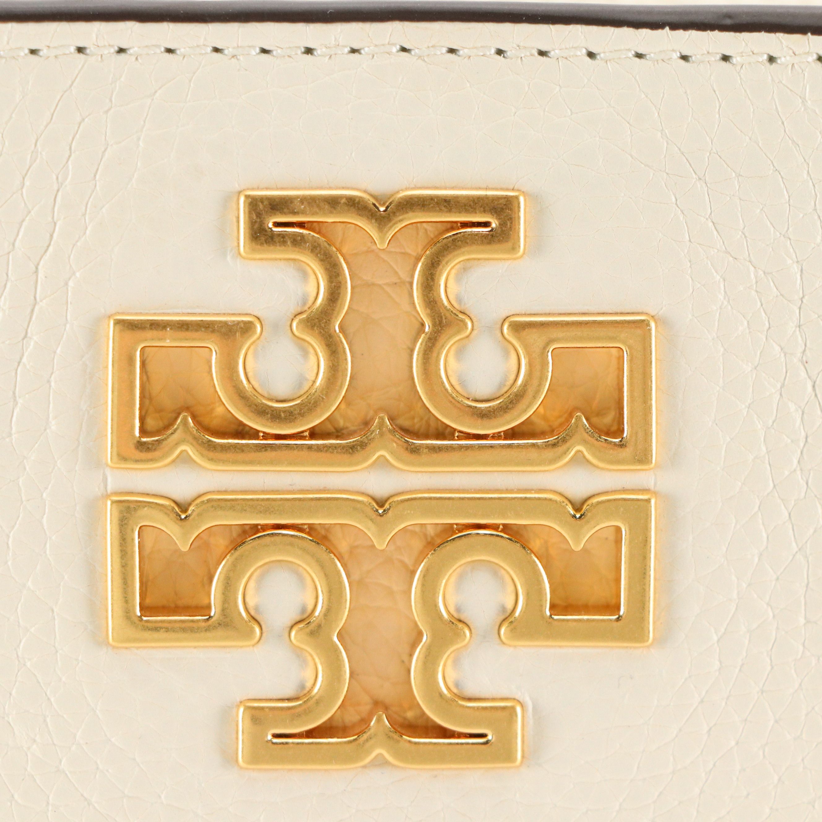 Tory Burch Small Britten Two-Way Satchel in Ivory Grained Leather, With Tag