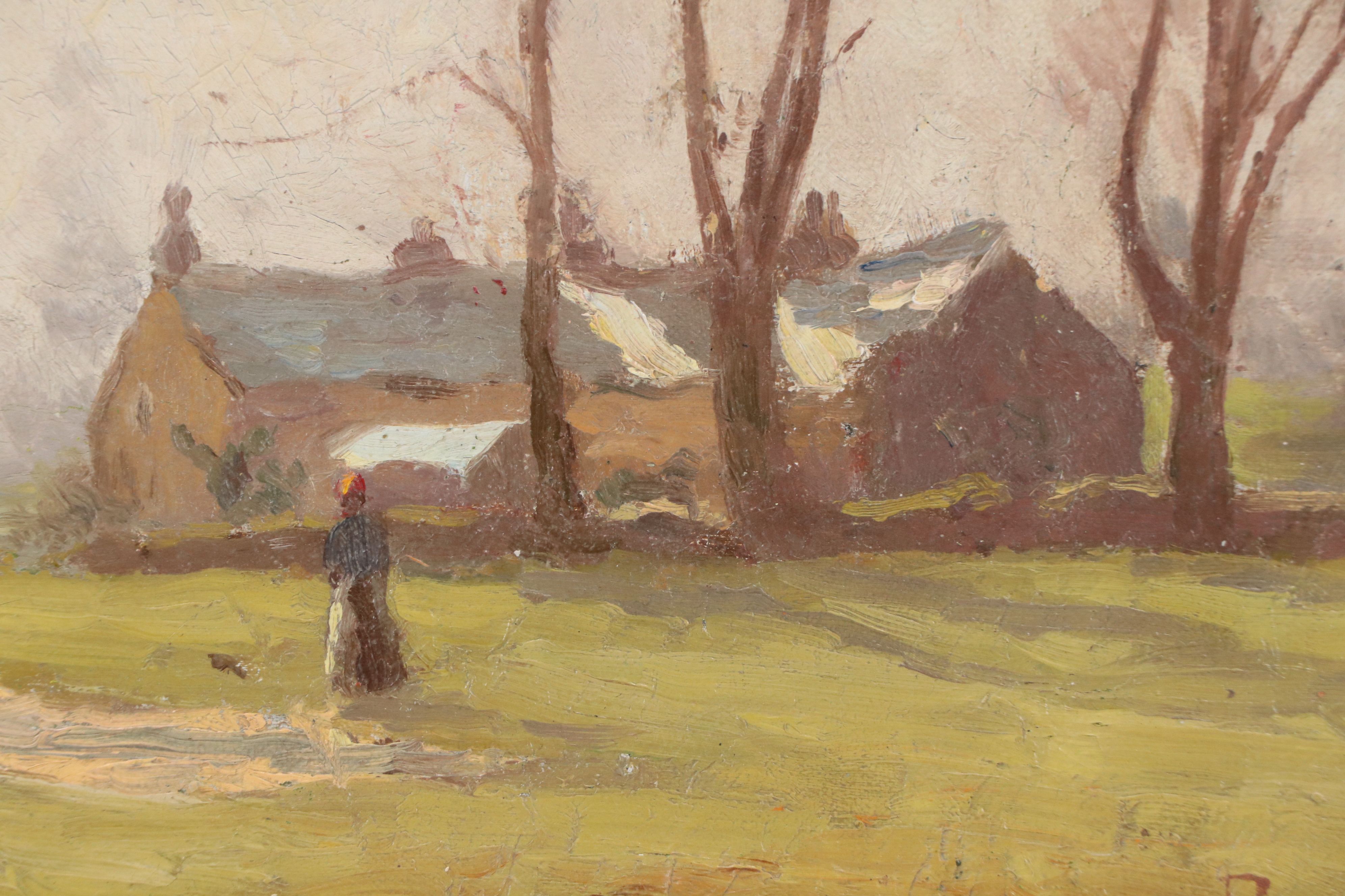 Donald H. Floyd Oil Painting "Winter Landscape," 1915