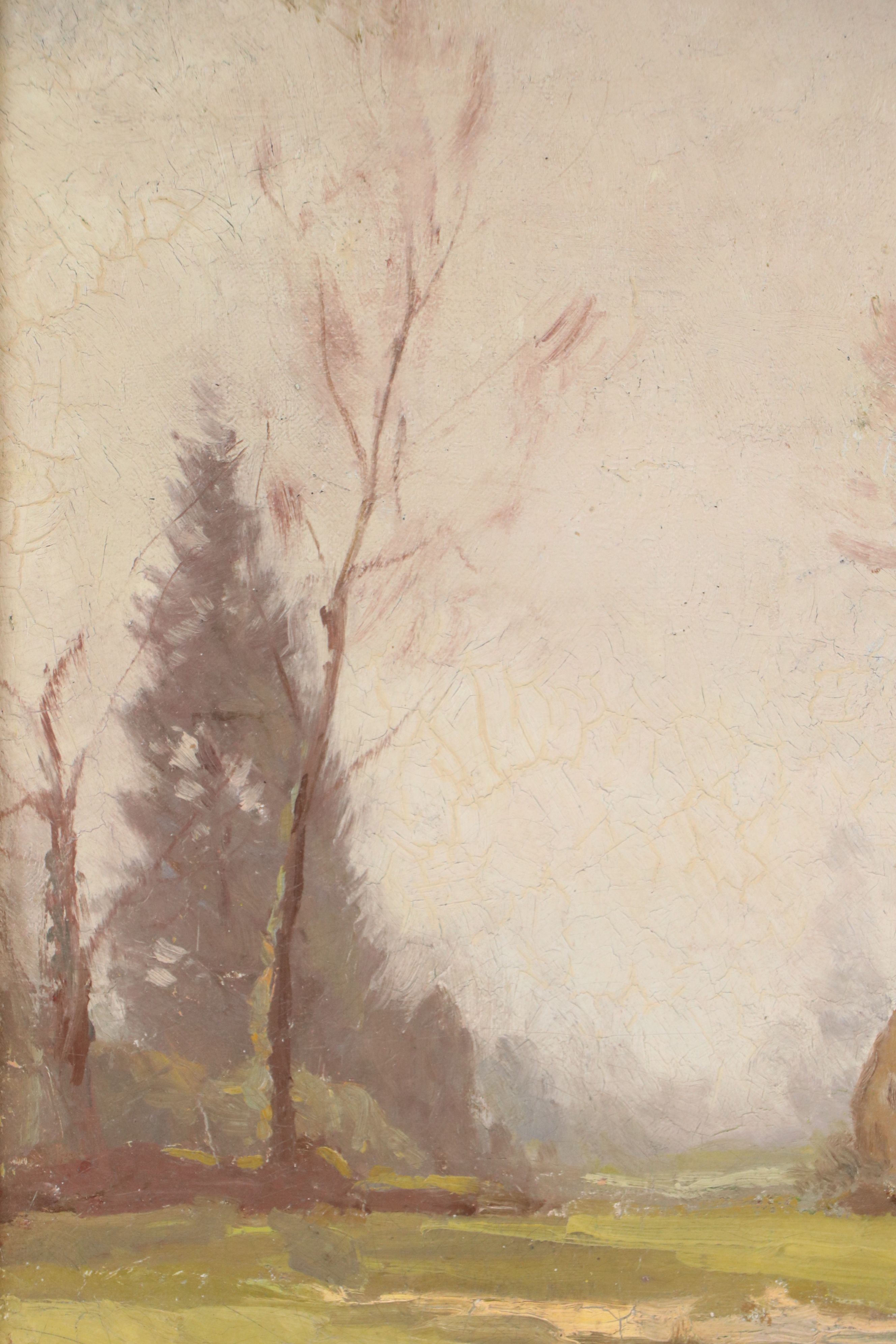 Donald H. Floyd Oil Painting "Winter Landscape," 1915