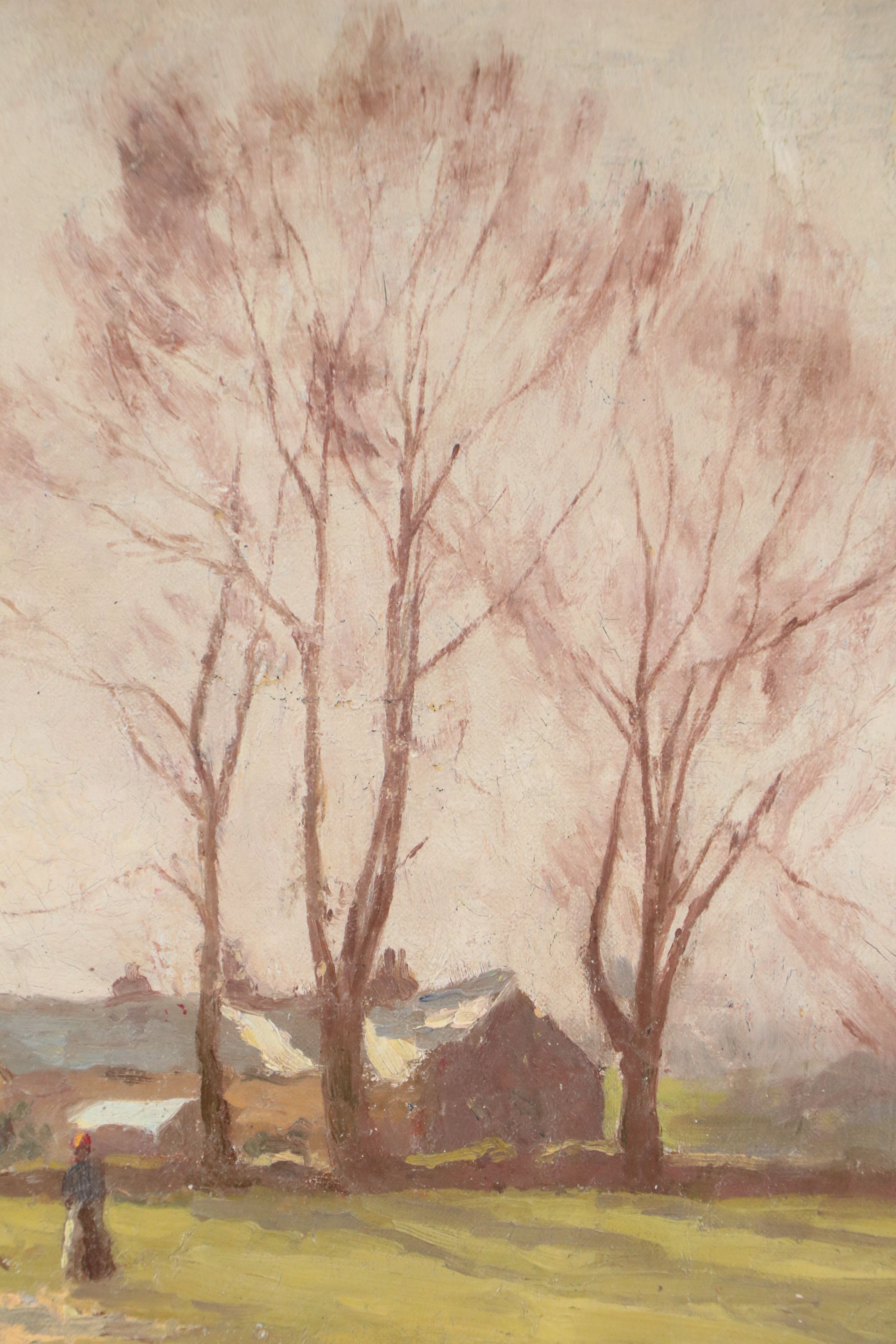 Donald H. Floyd Oil Painting "Winter Landscape," 1915