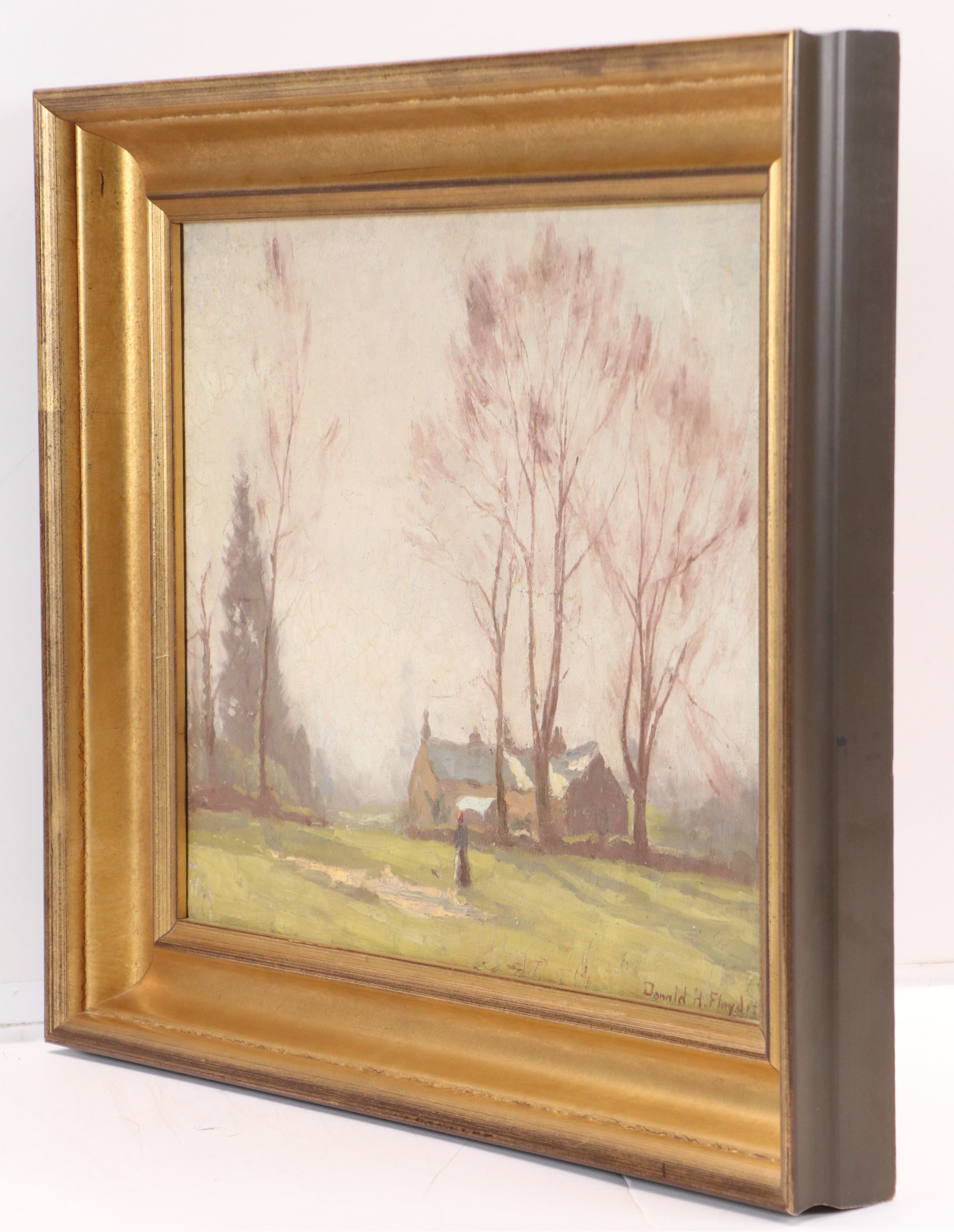 Donald H. Floyd Oil Painting "Winter Landscape," 1915