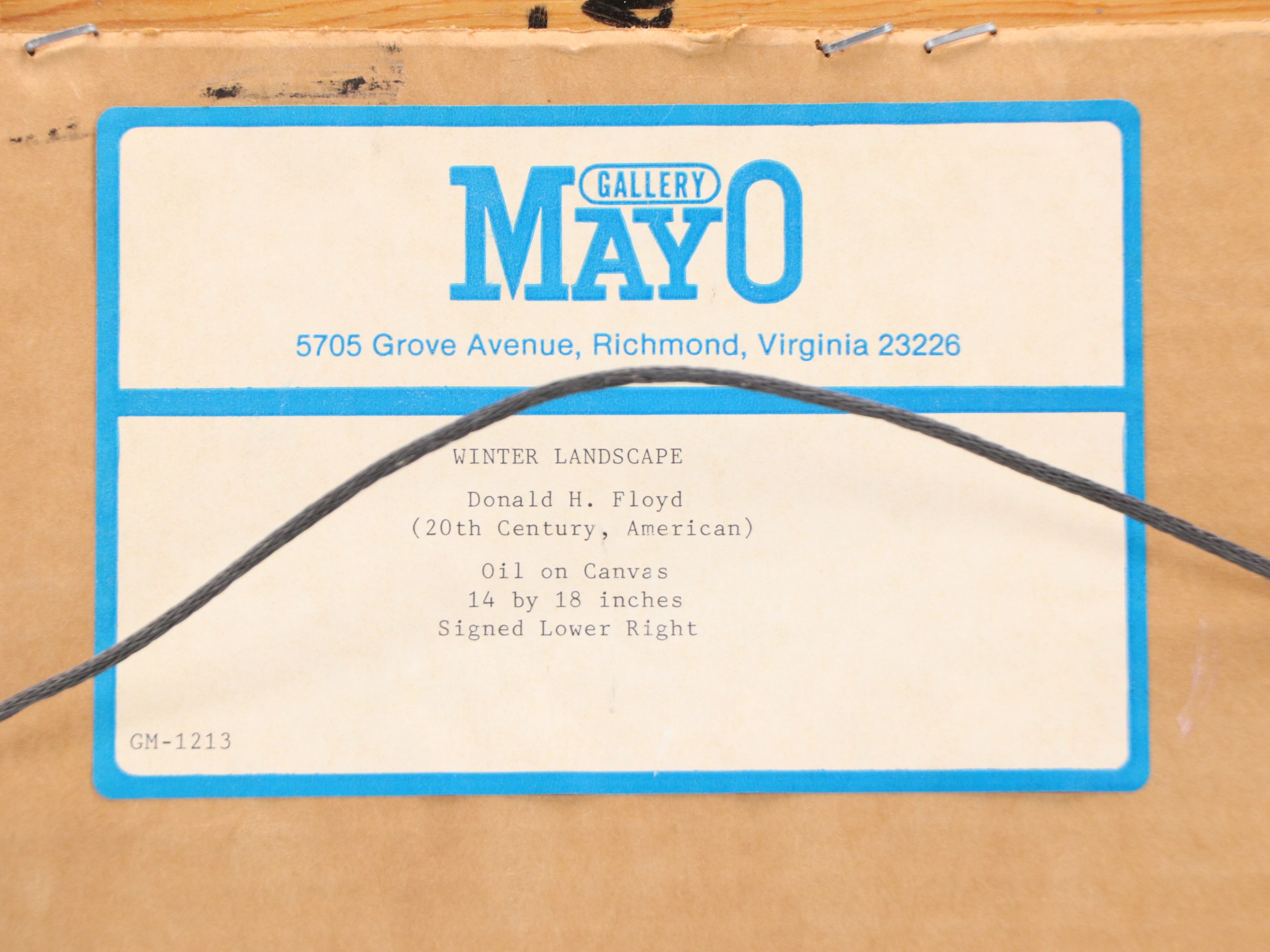 Donald H. Floyd Oil Painting "Winter Landscape," 1915