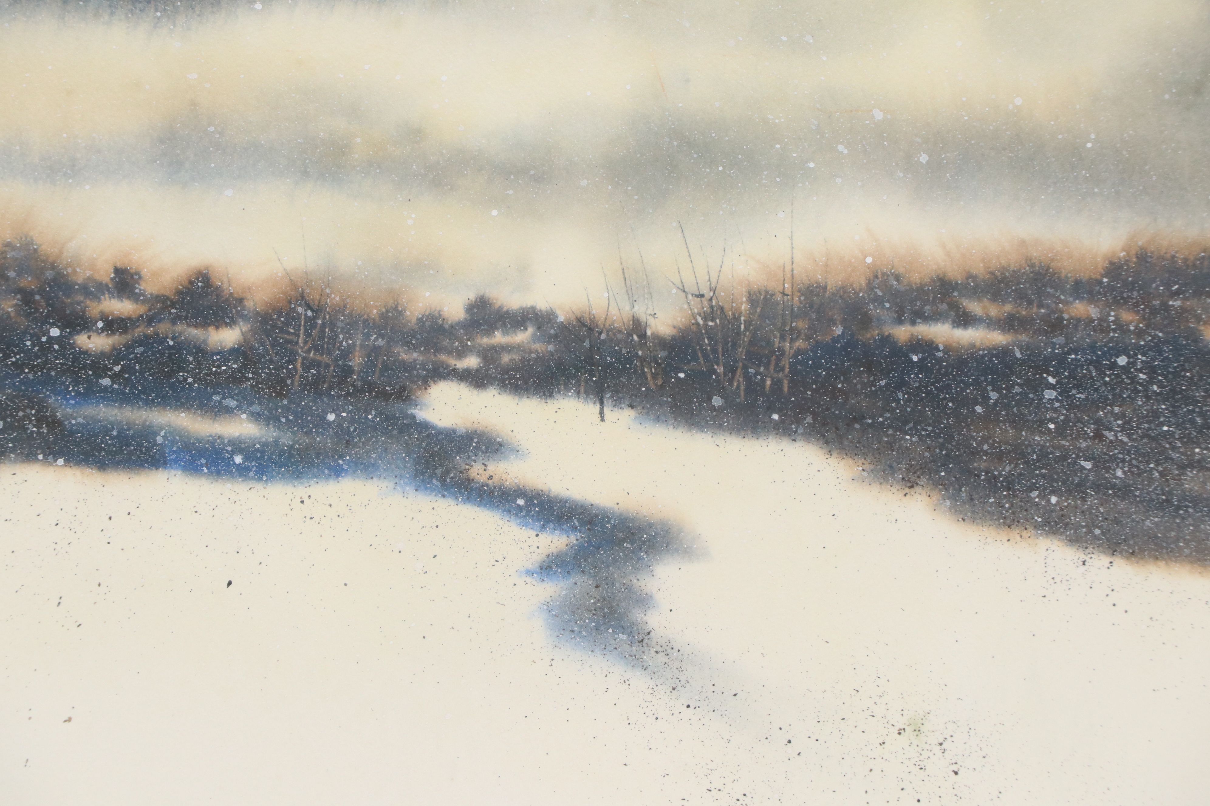 C. Sanders Turner Watercolor Landscape Painting "Snowfall"