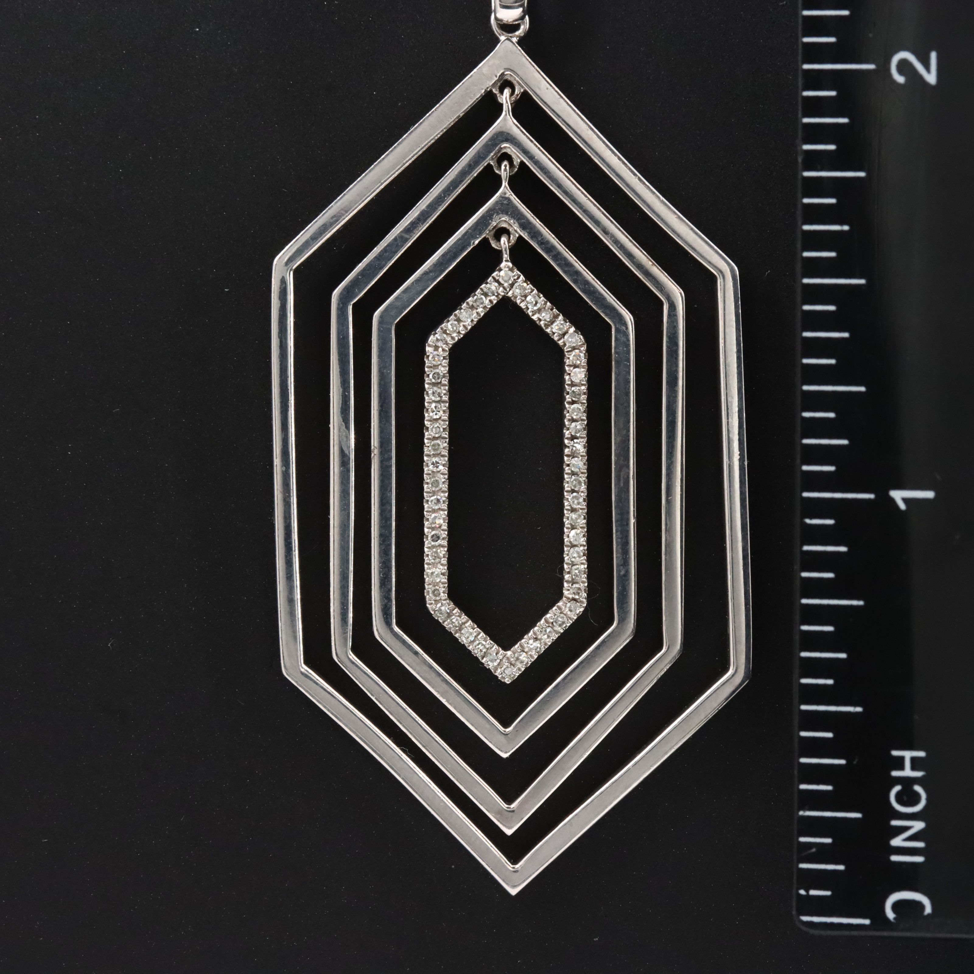 Sterling Diamond Hexagon Pendant Necklace