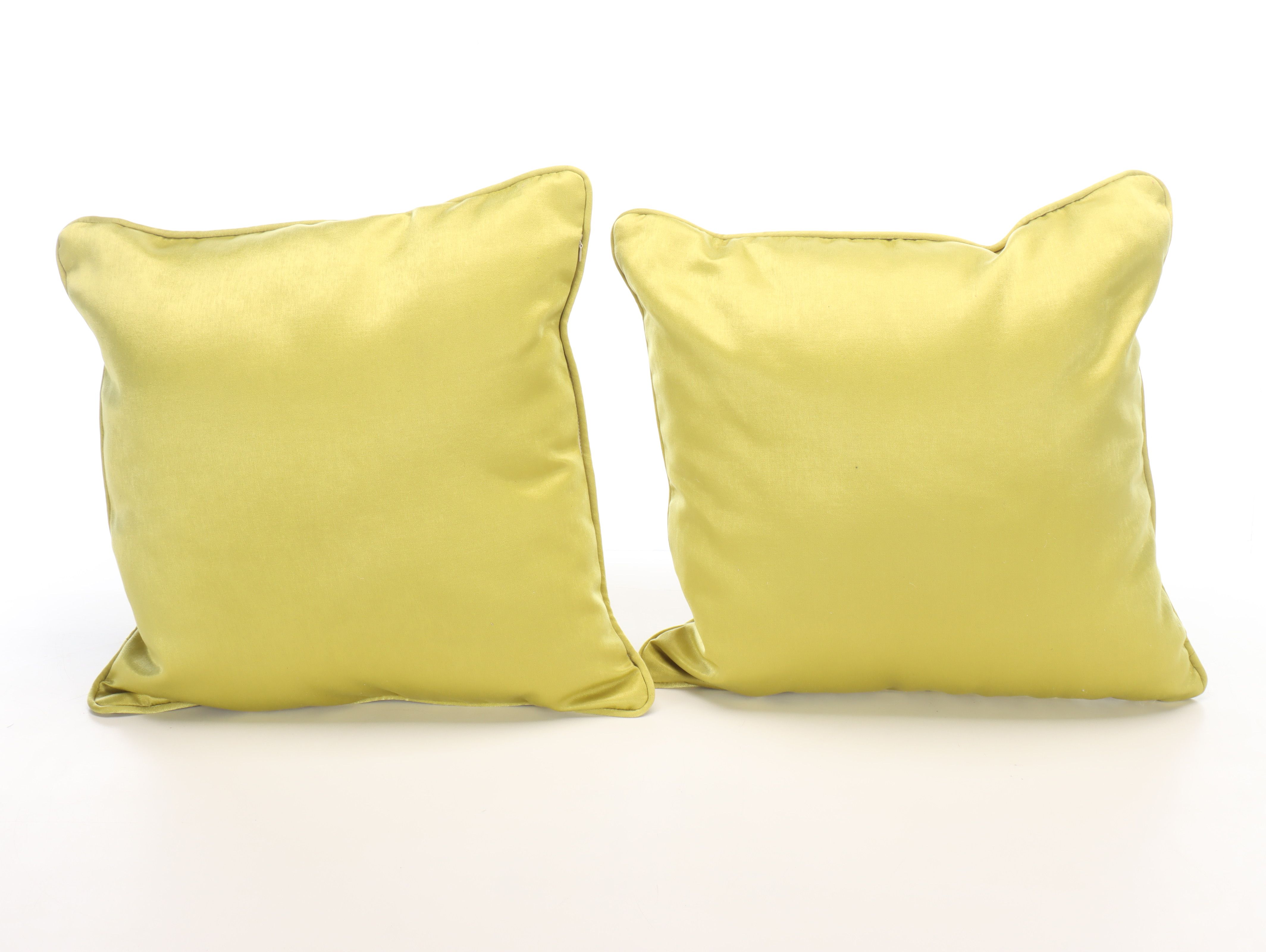 Green Polyester and Velvet Accent Pillows