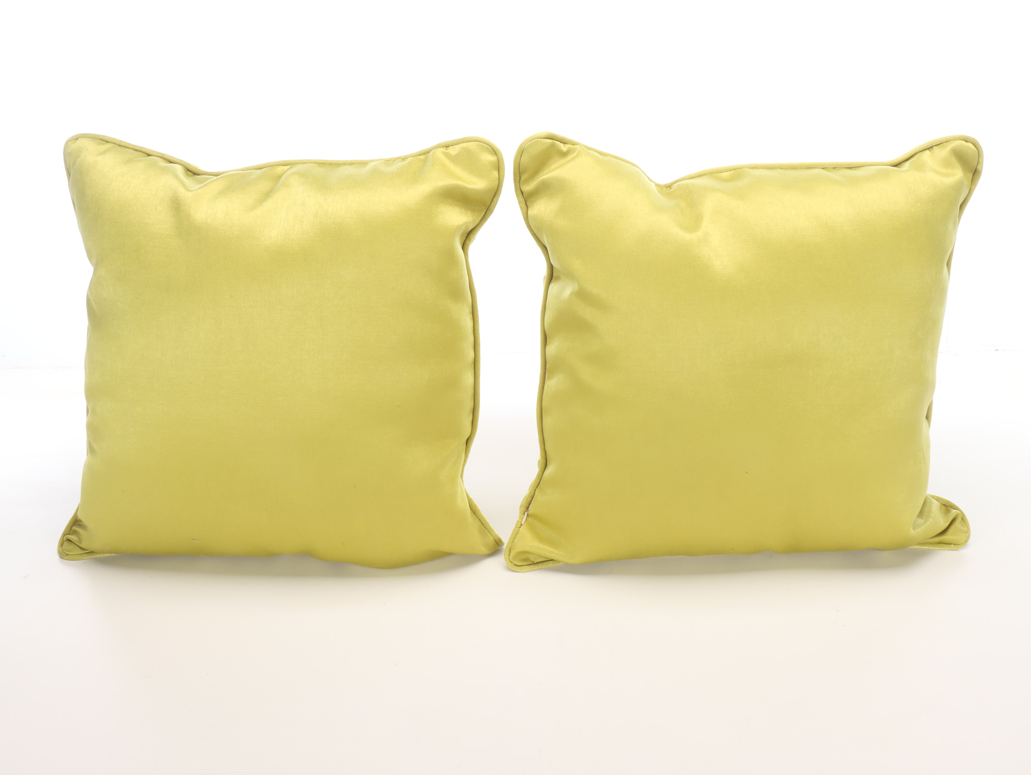 Green Polyester and Velvet Accent Pillows