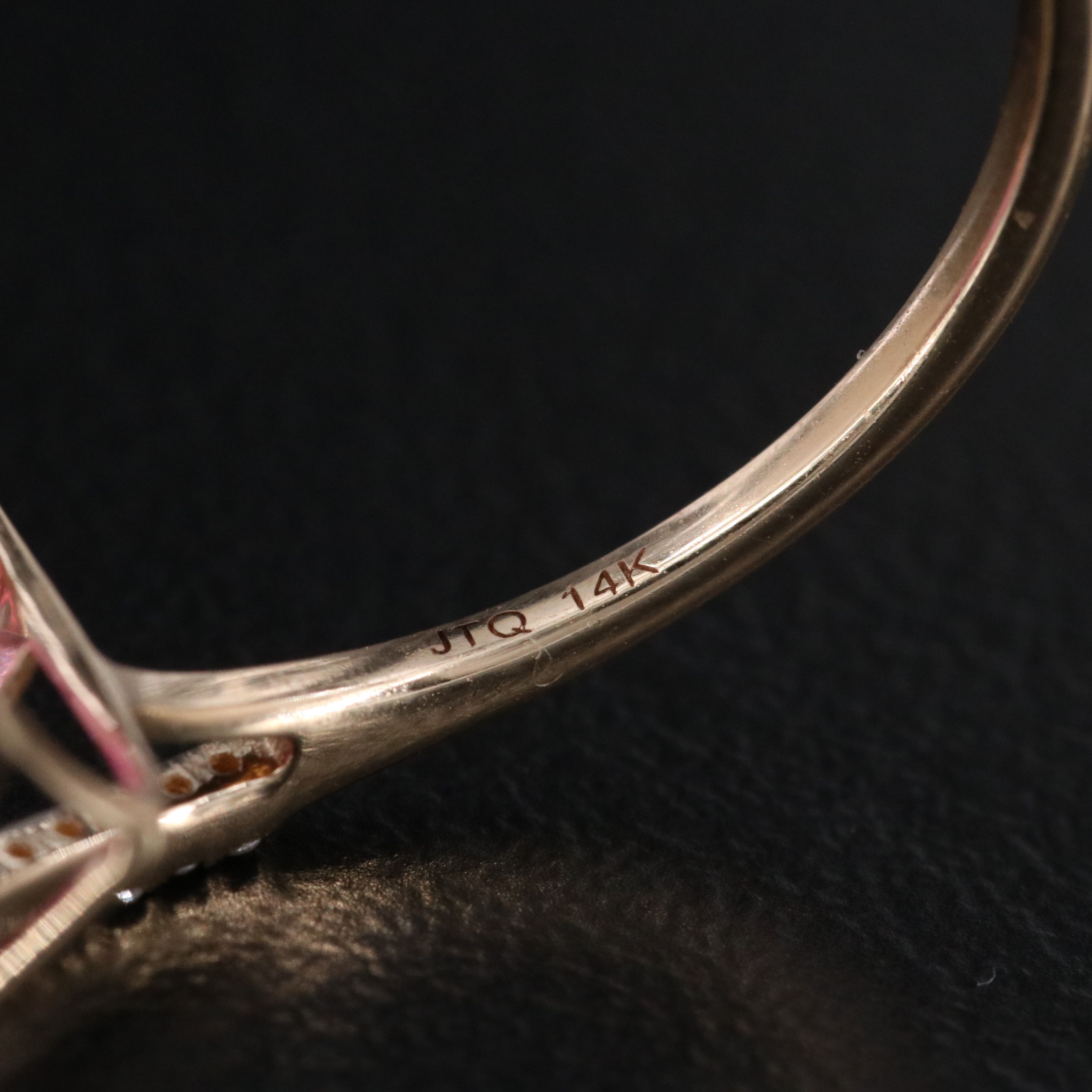 14K 7.62 CT Pink Sapphire and Moissanite Ring