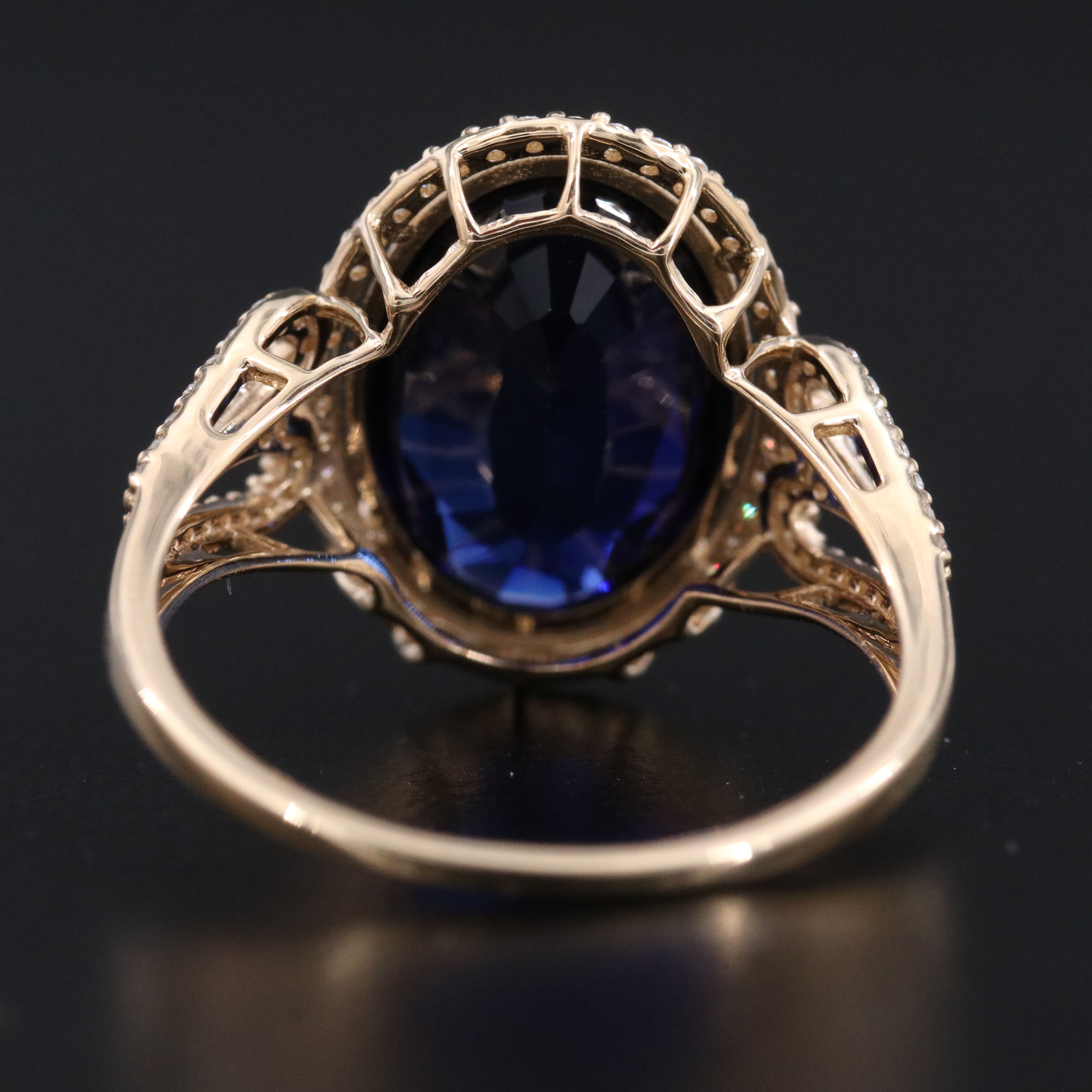 14K 6.00 CT Sapphire and Moissanite Ring