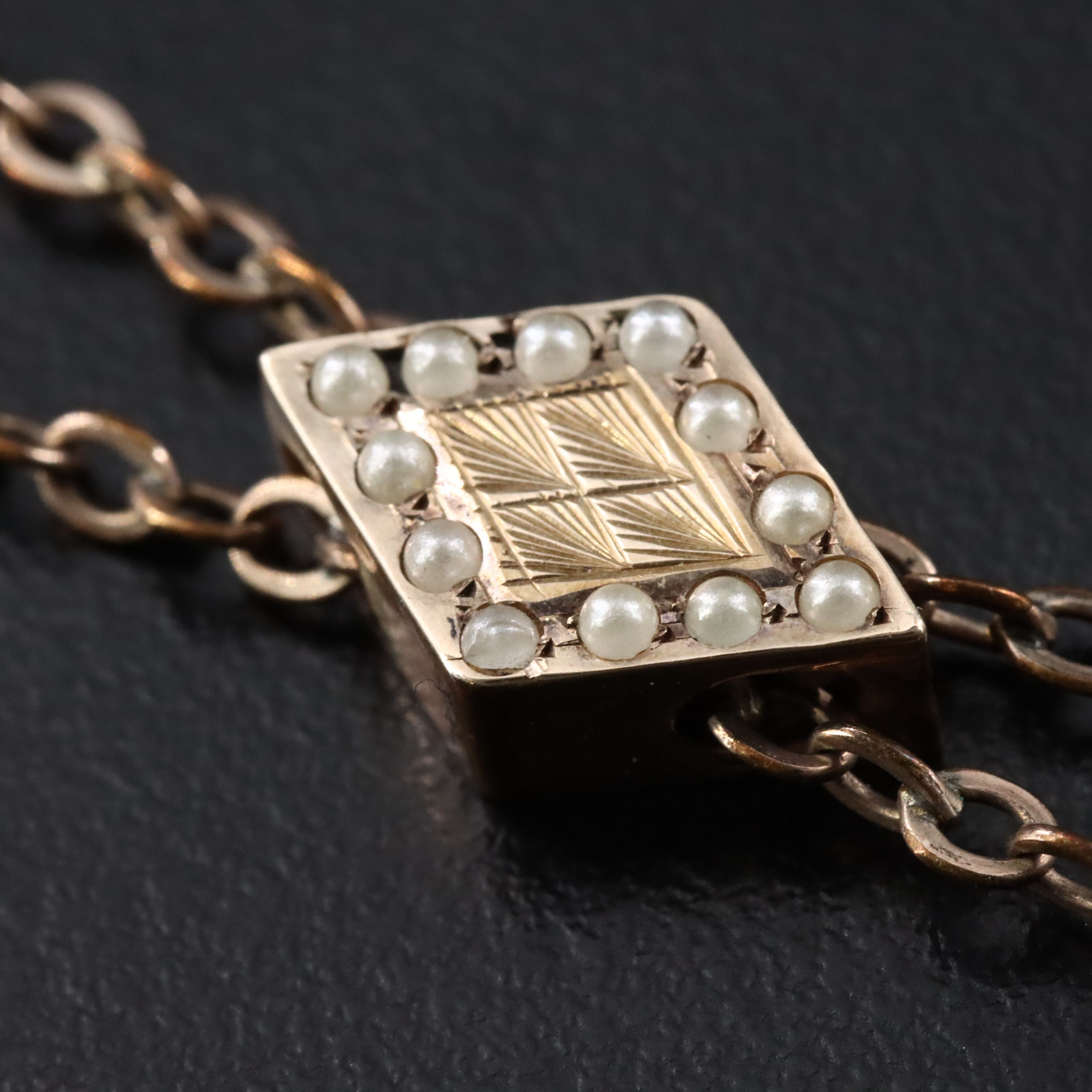 Antique Faux Pearl Watch Chain